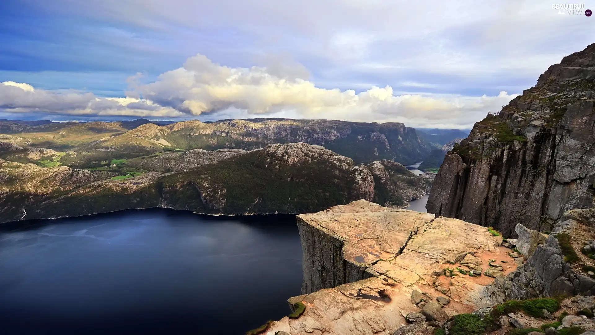 lake, landscape, canyon