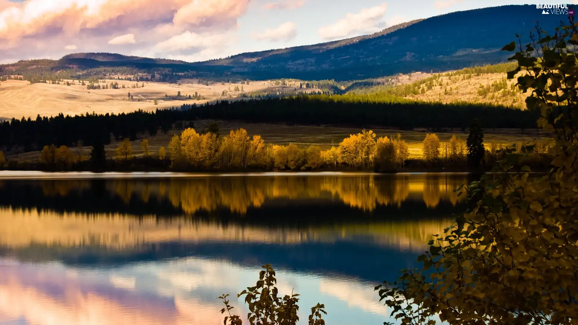 lake, Mountains, forest