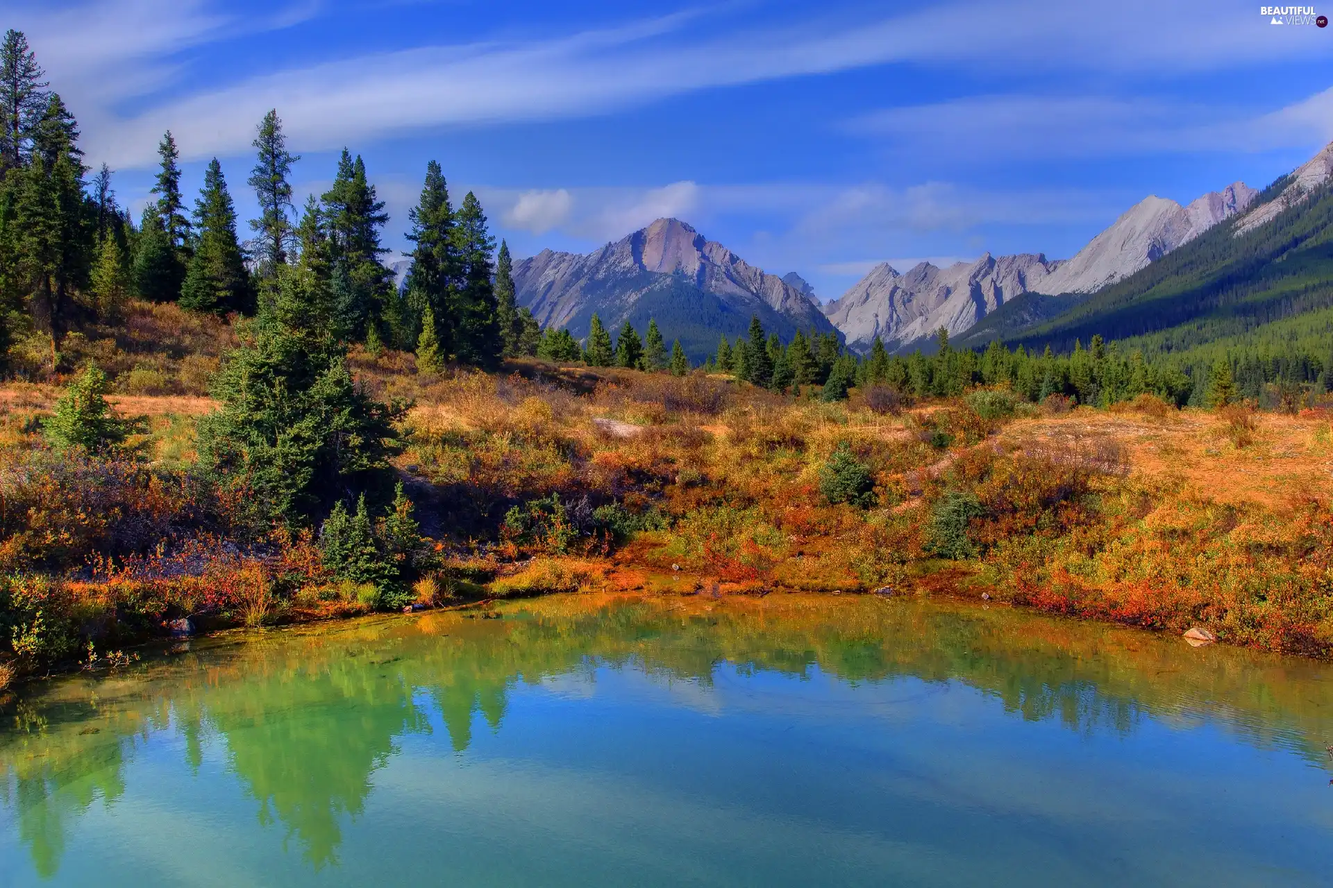 lake, Mountains, forest