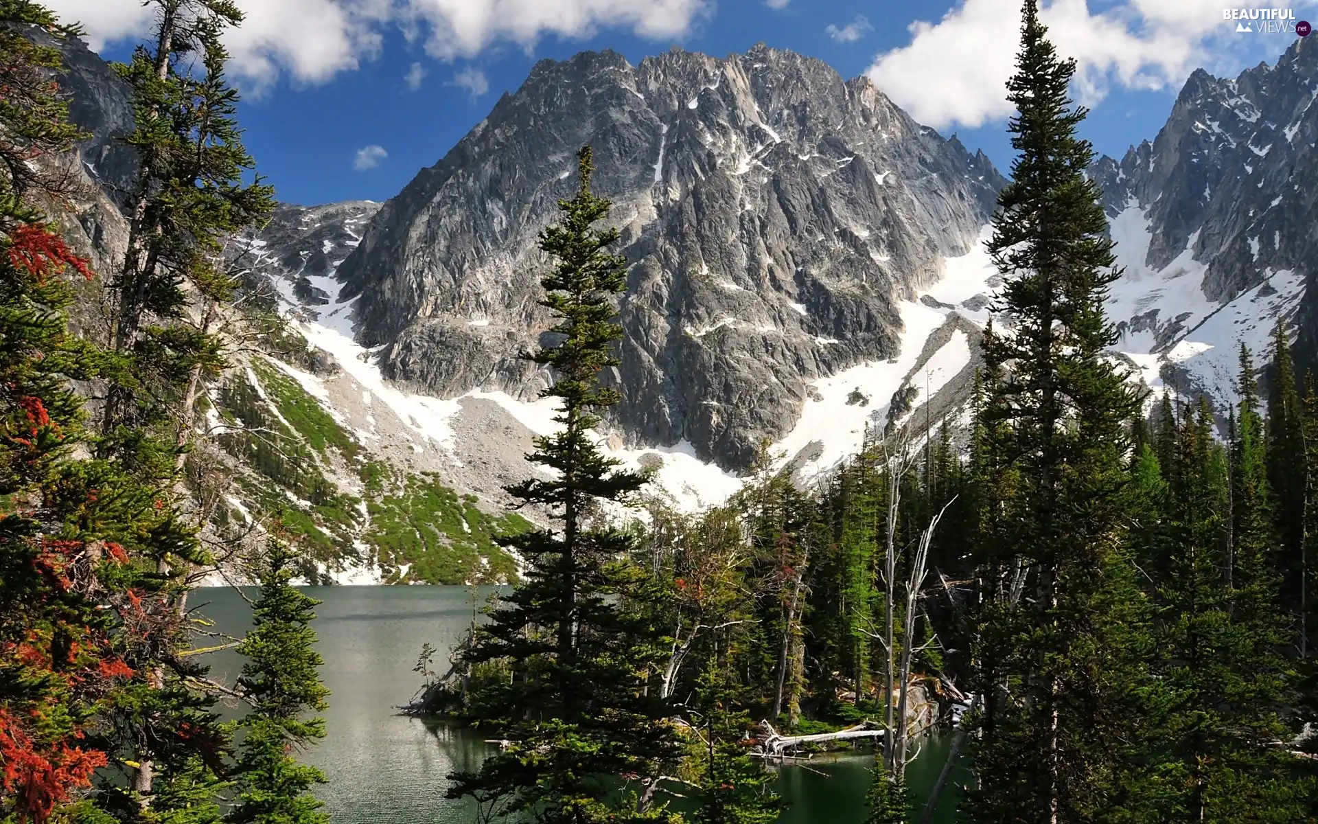 lake, Mountains, forest