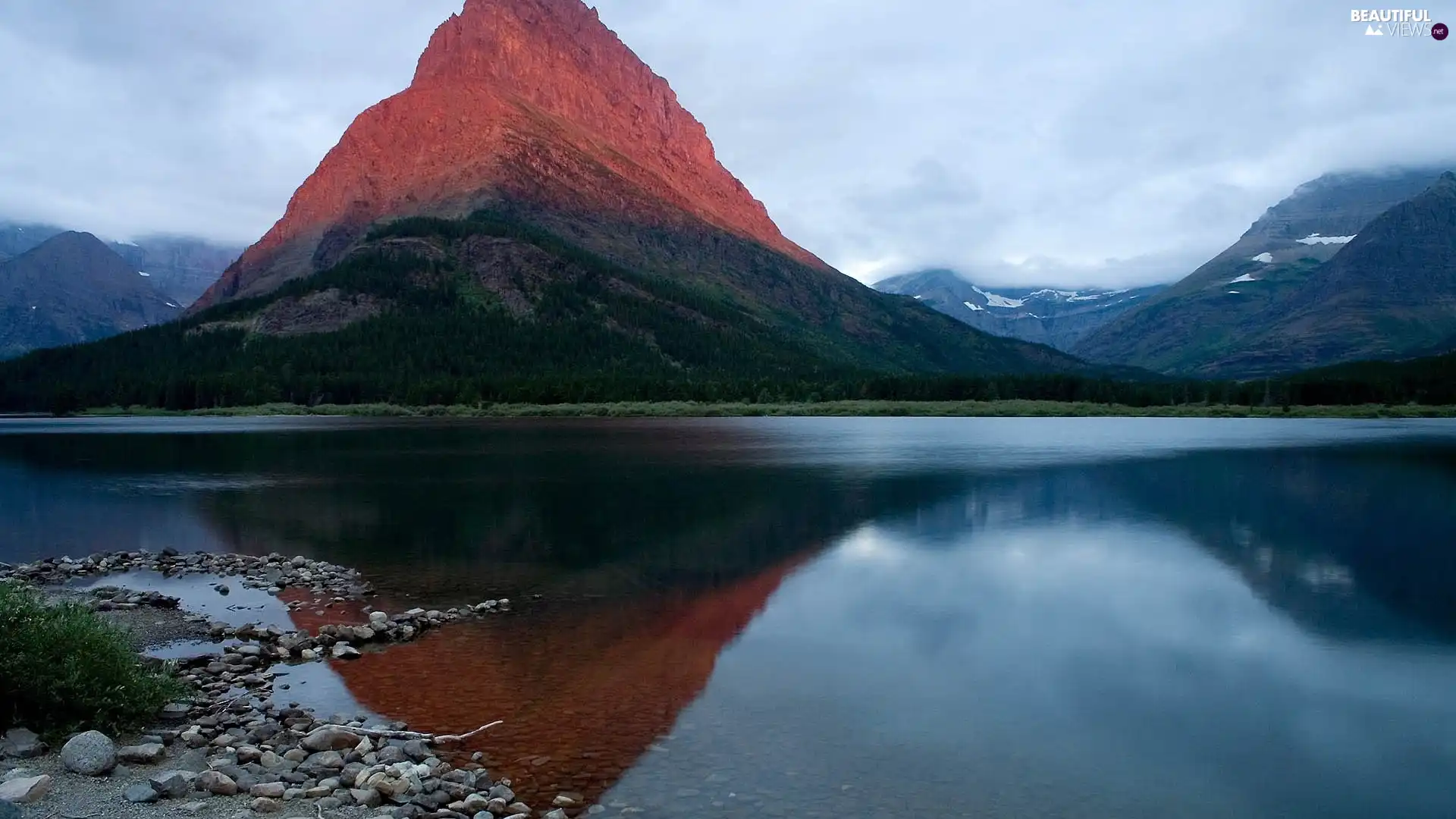 lake, mountains, height