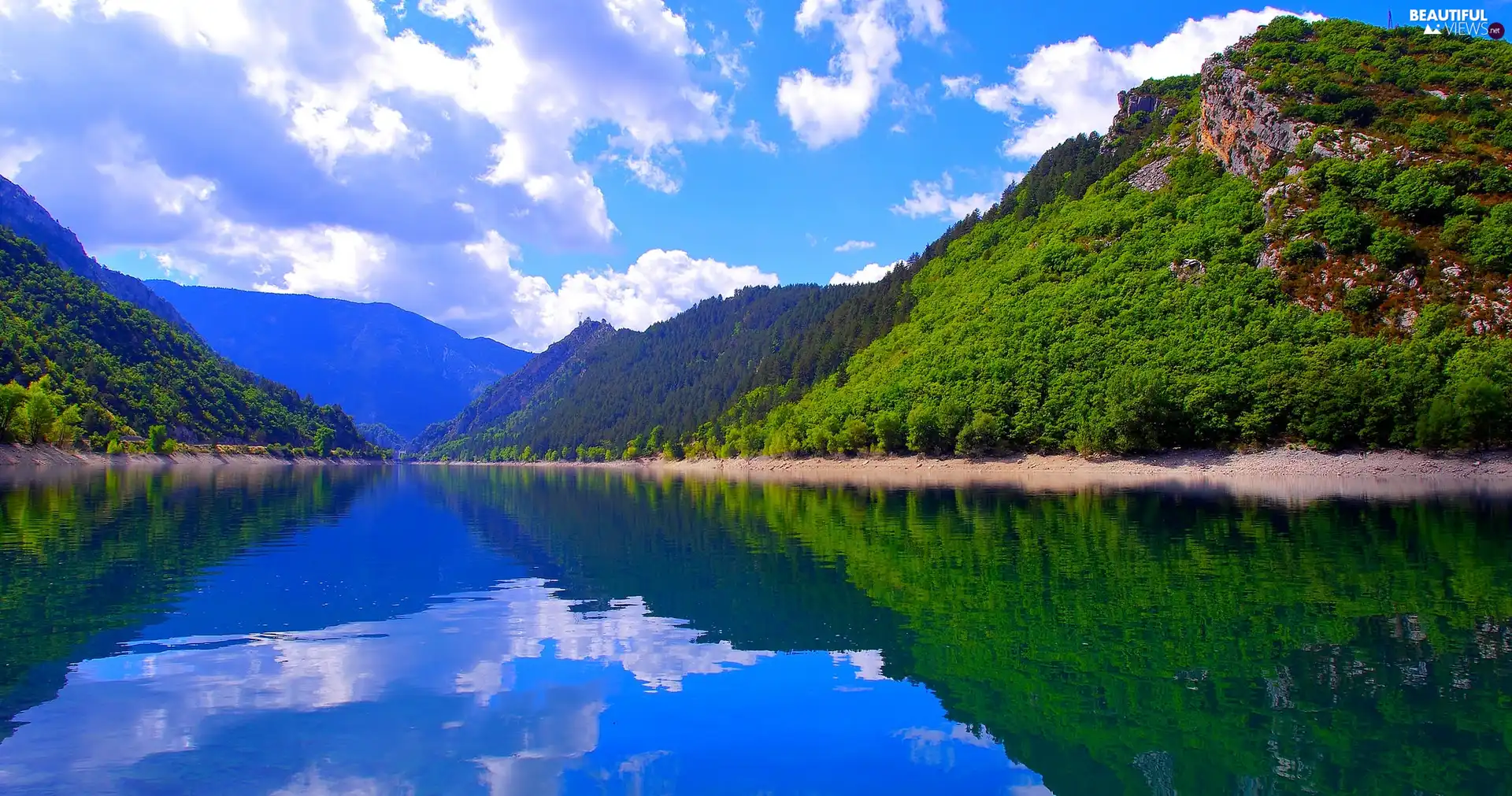 Mountains, lake