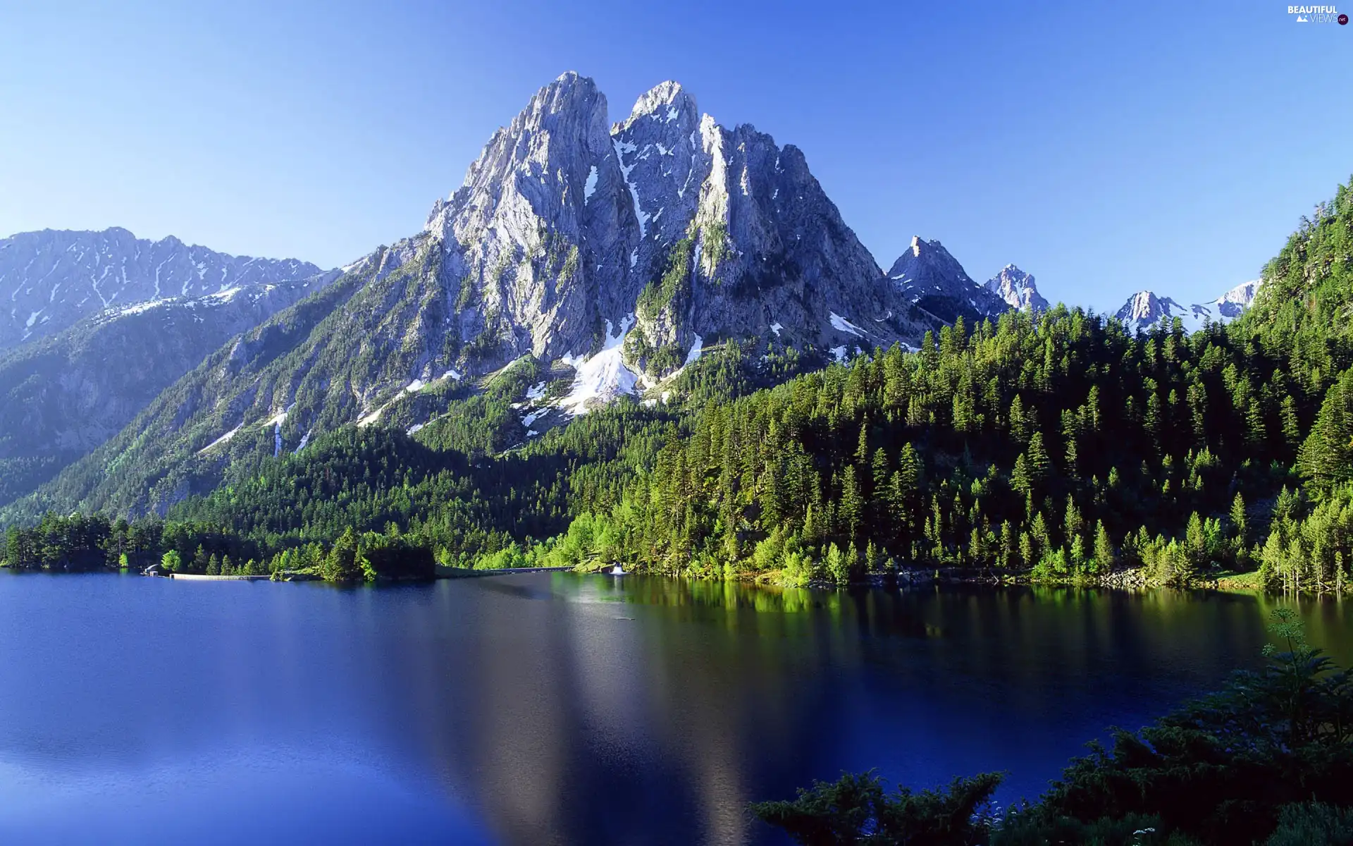 Mountains, lake