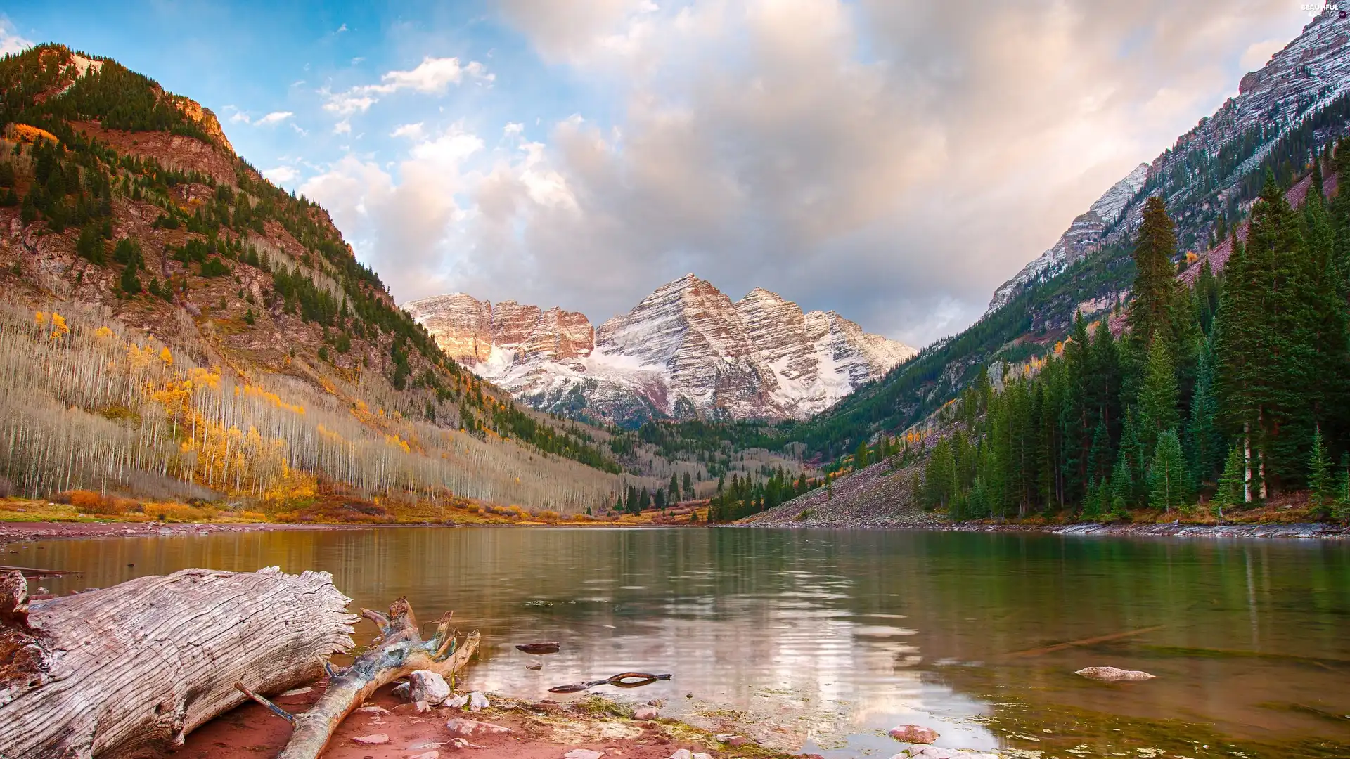 Mountains, lake