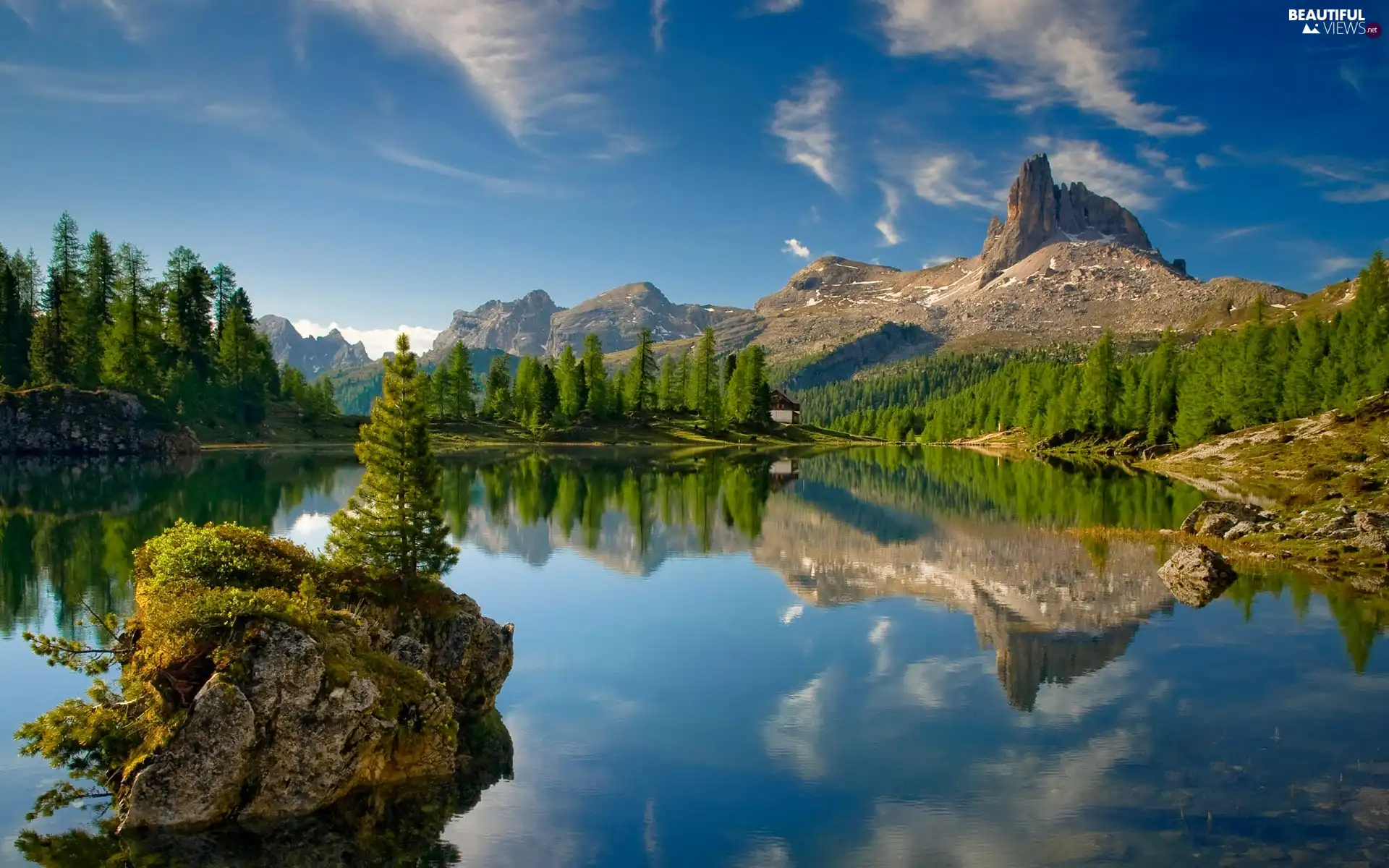 Mountains, lake