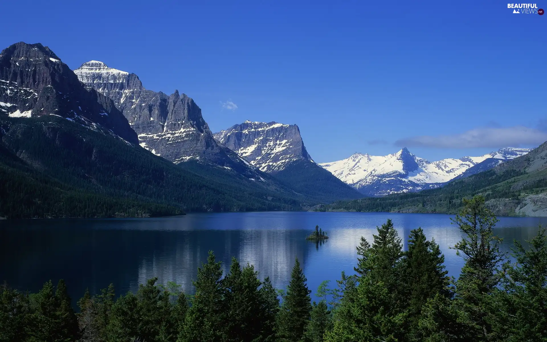 lake, Sky, Mountains