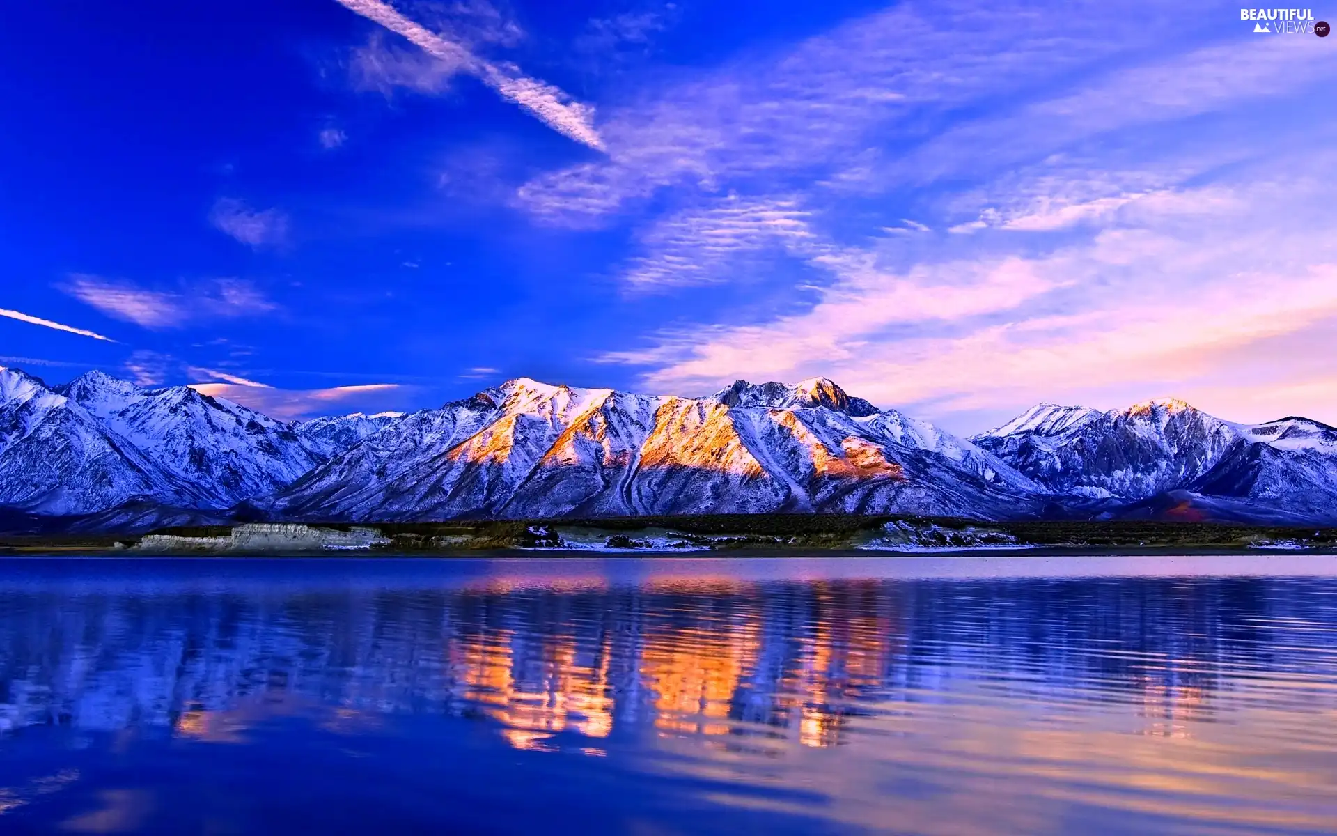 lake, Sky, Mountains