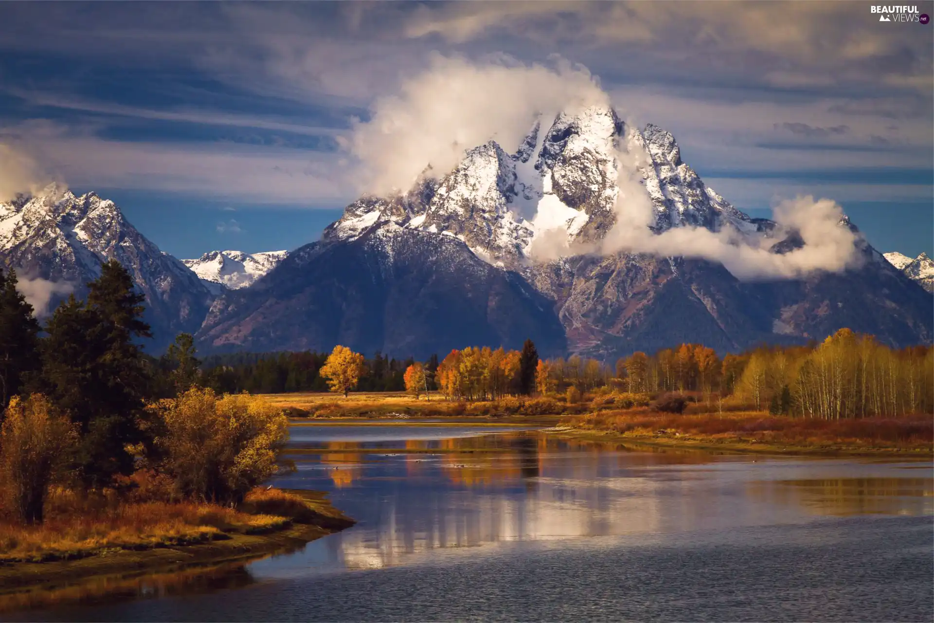 Mountains, viewes, lake, trees