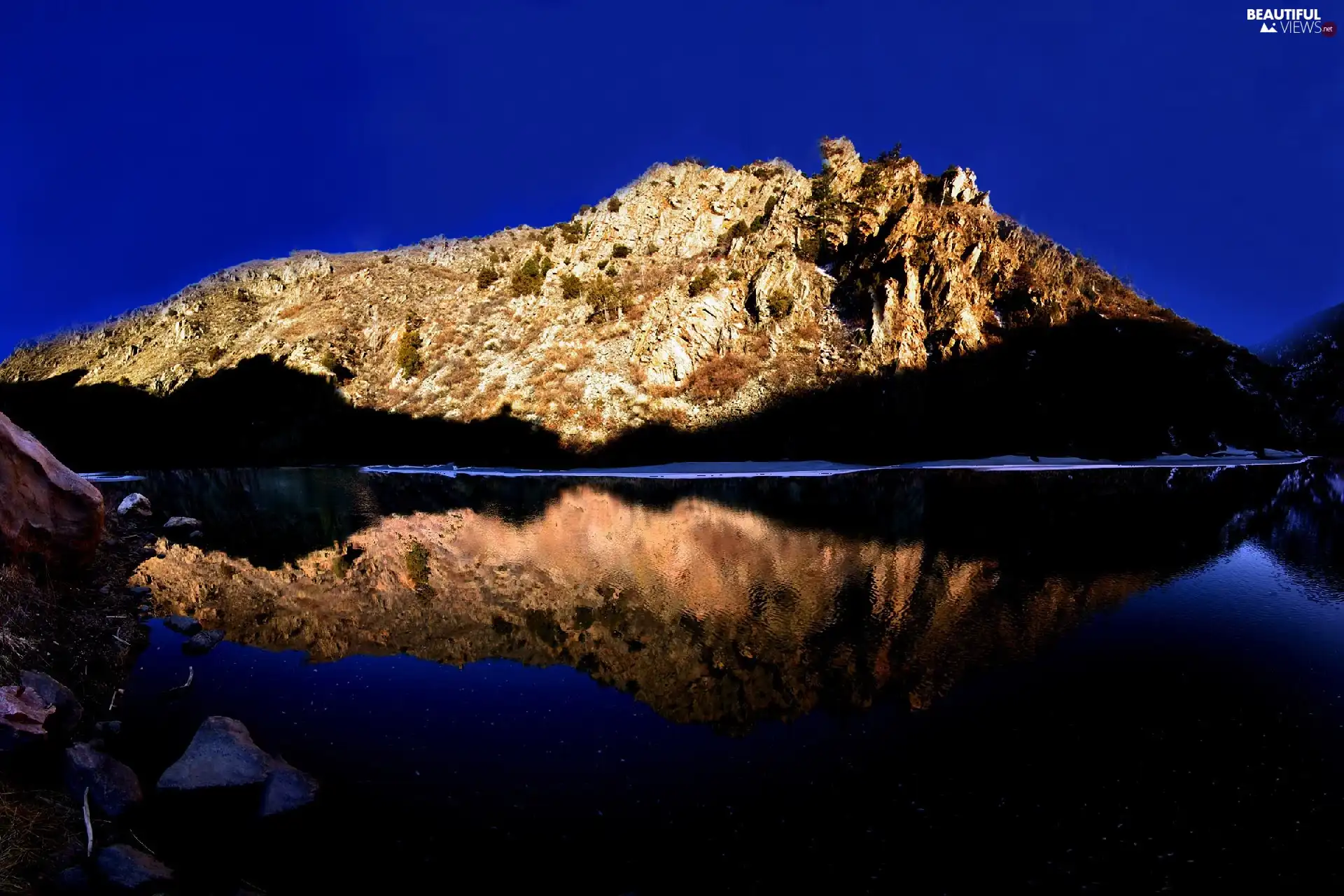 lake, mountains, reflection