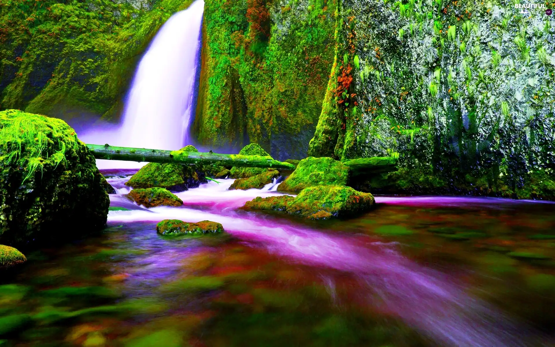 lake, waterfall, rocks