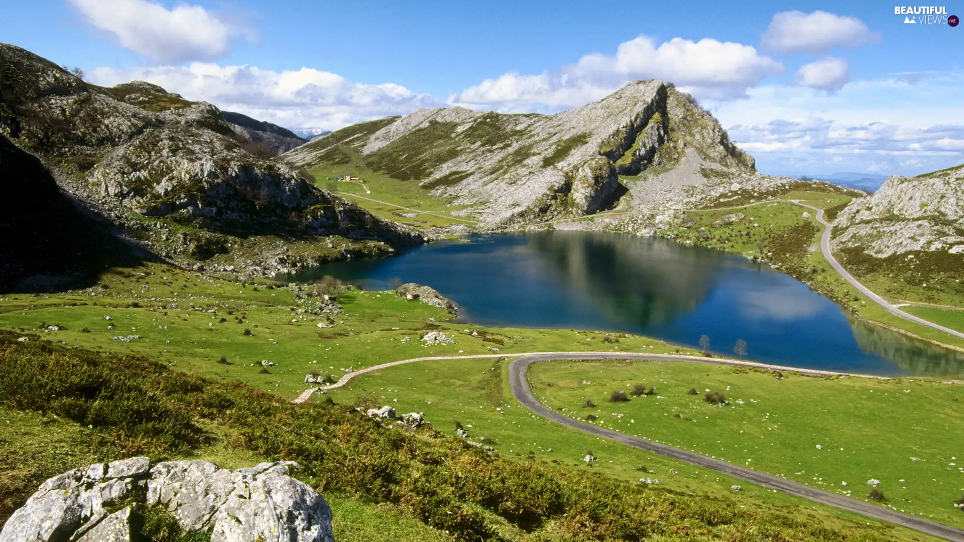 lake, Mountains, Way