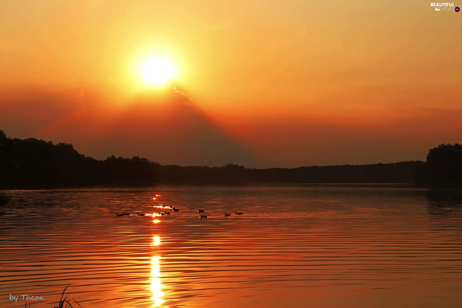 west, by, lake, sun