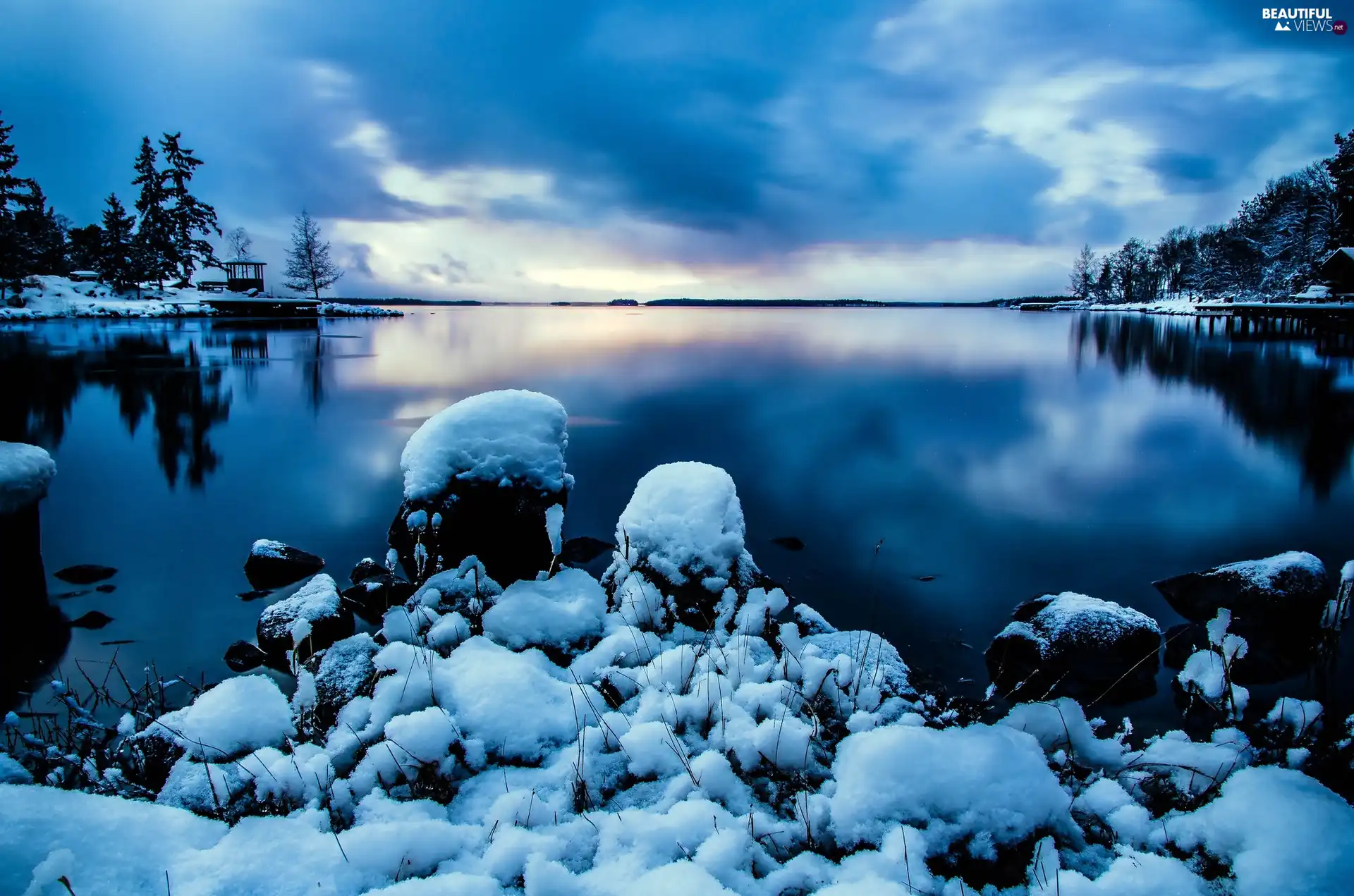 landscape, dawn, winter
