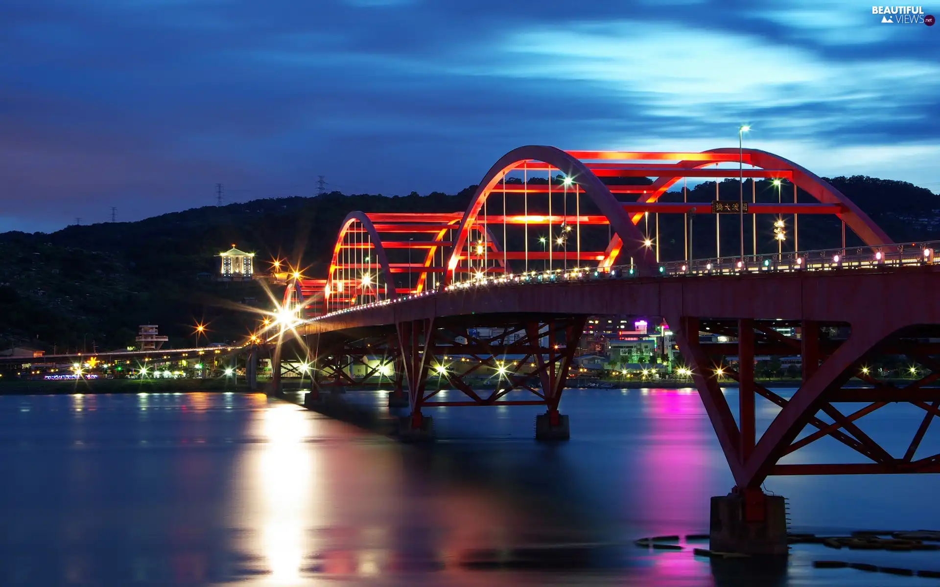 light, River, bridge