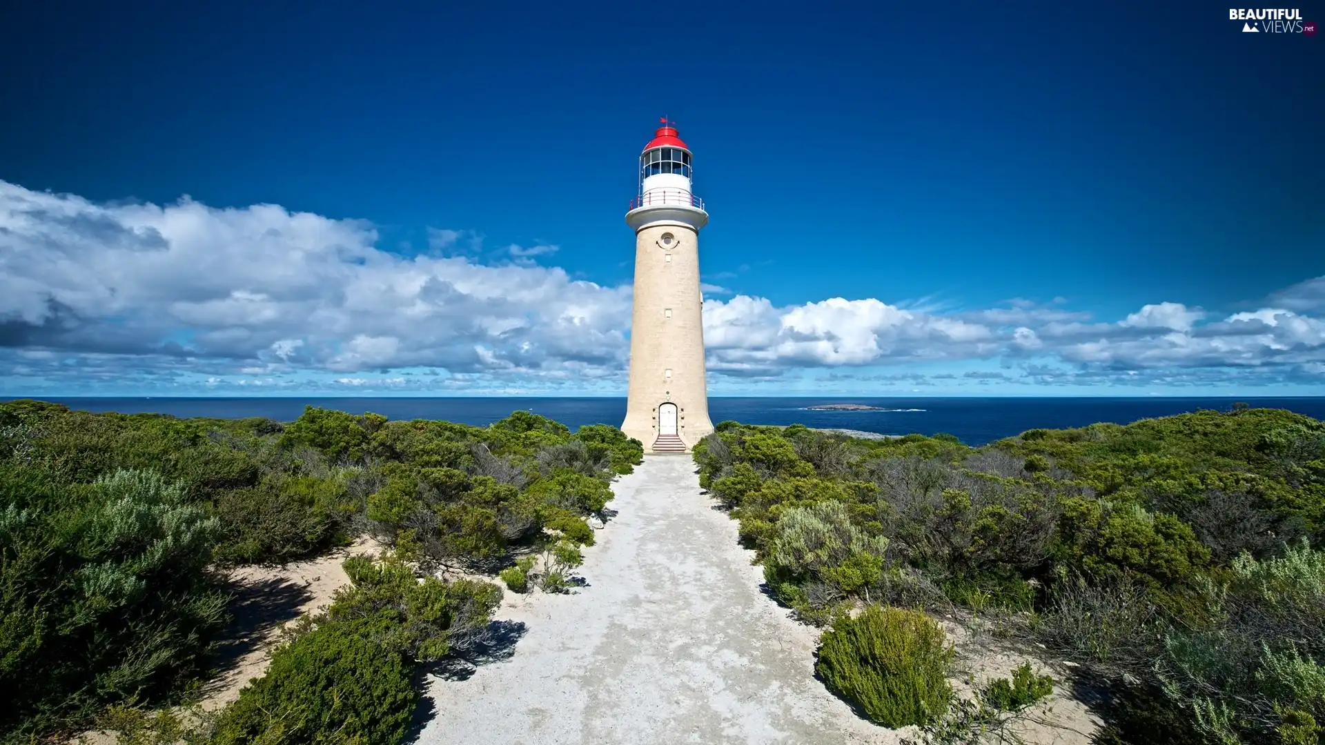 Sky, sea, Lighthouses, clouds