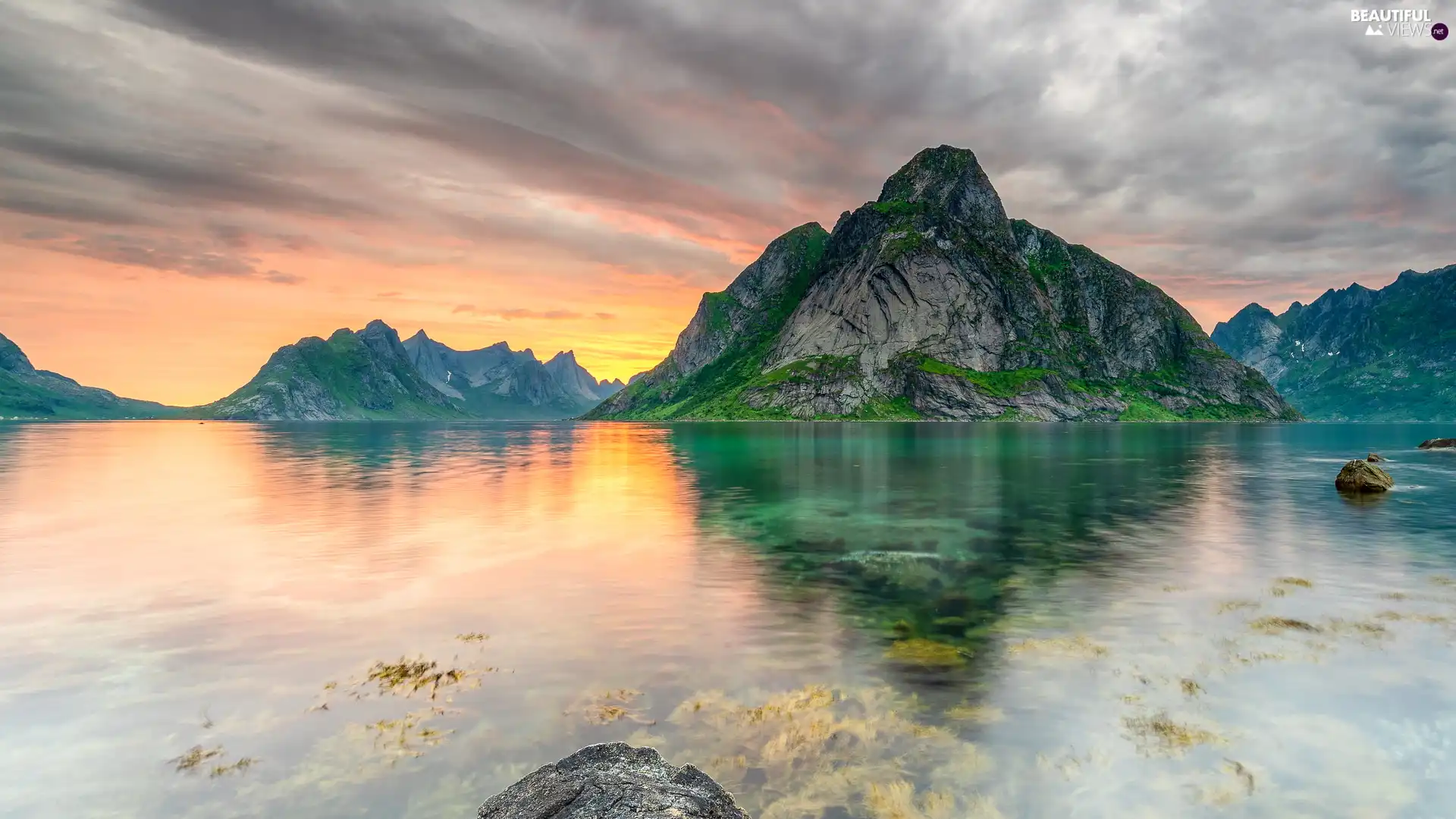 Mountains, Lofoten, Norway, North Sea