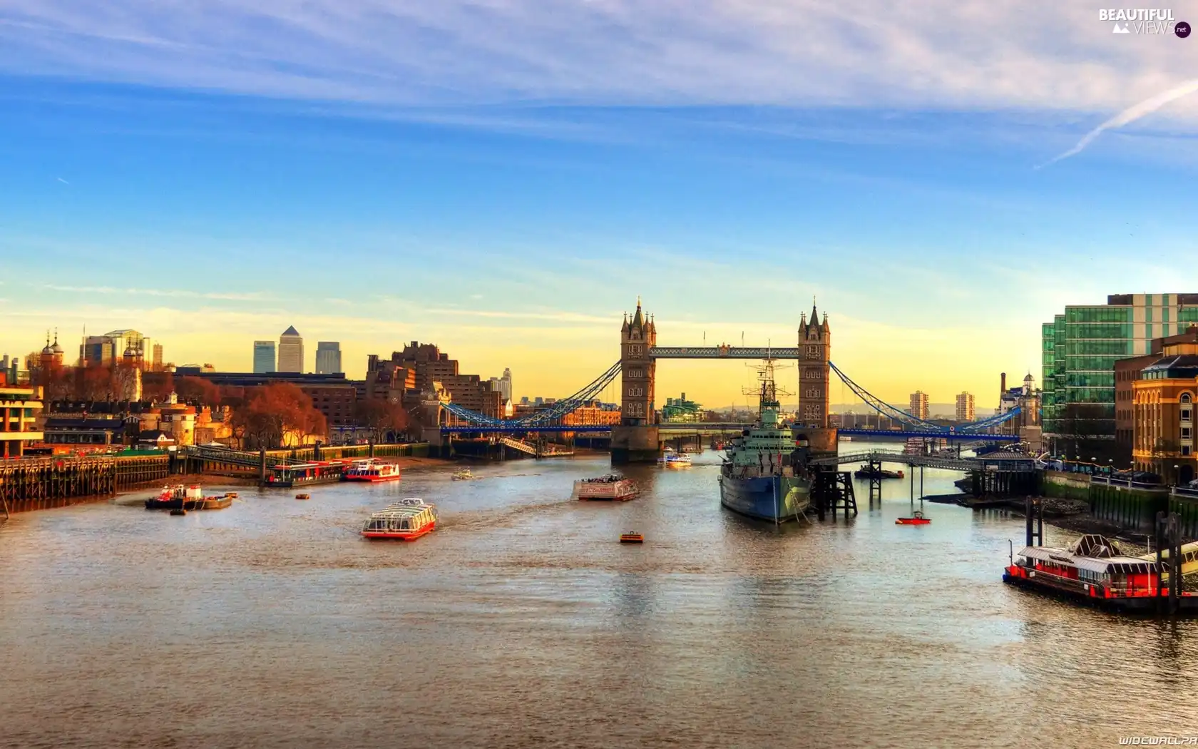 London, England, bridge, Houses, River