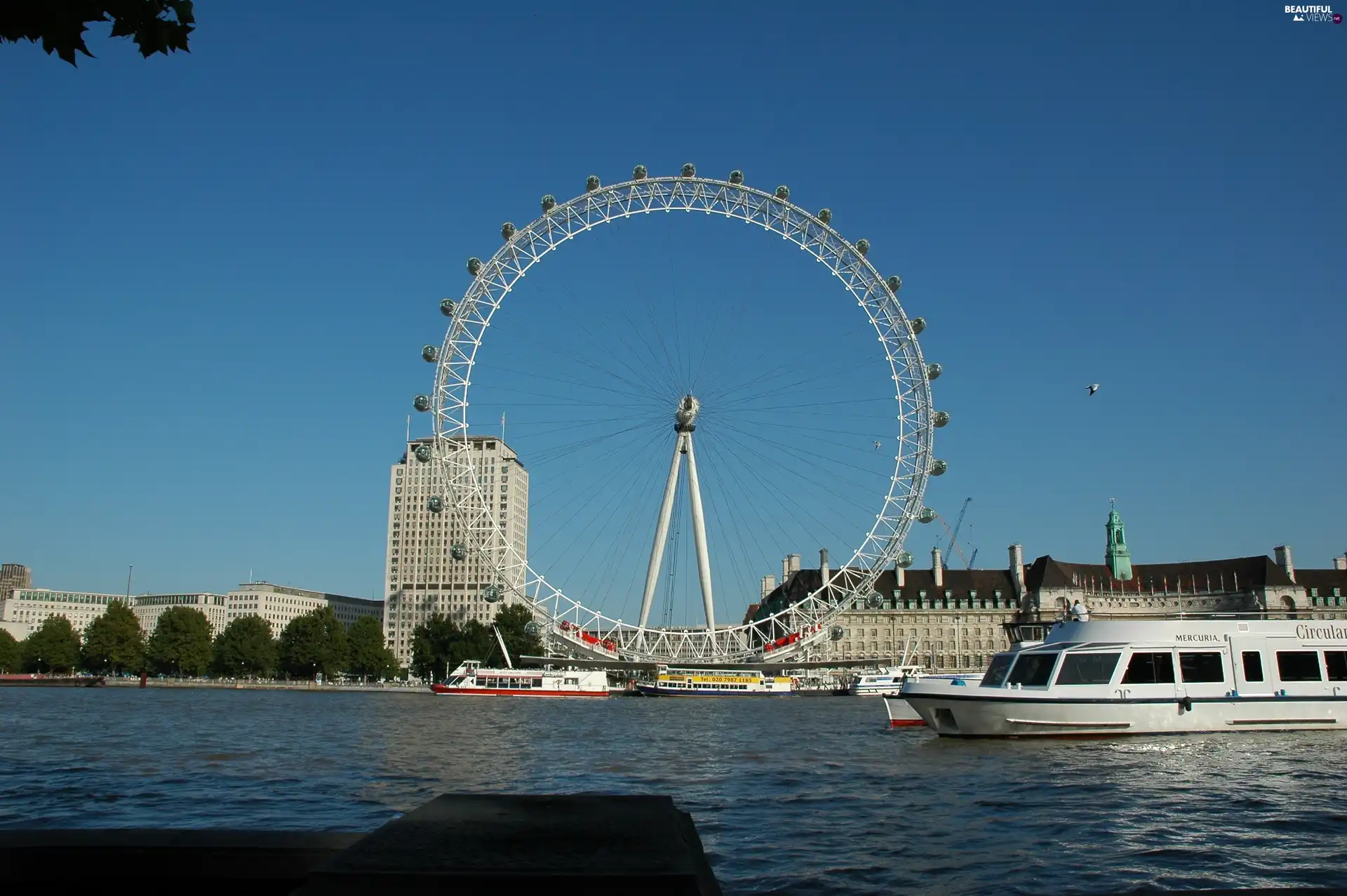 London Eye, London, thames, Ship, River