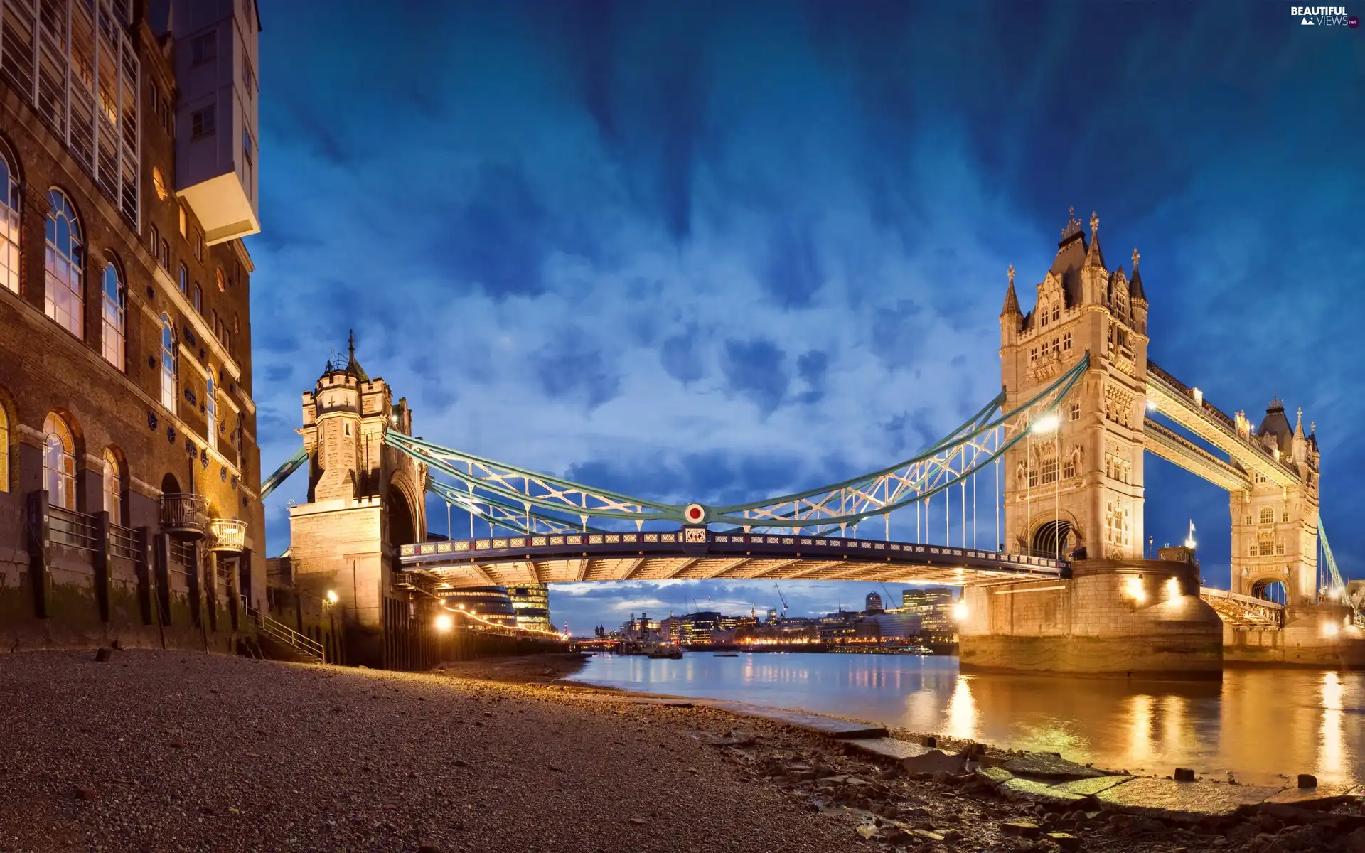 London, England, Tower Bridge, panorama, River