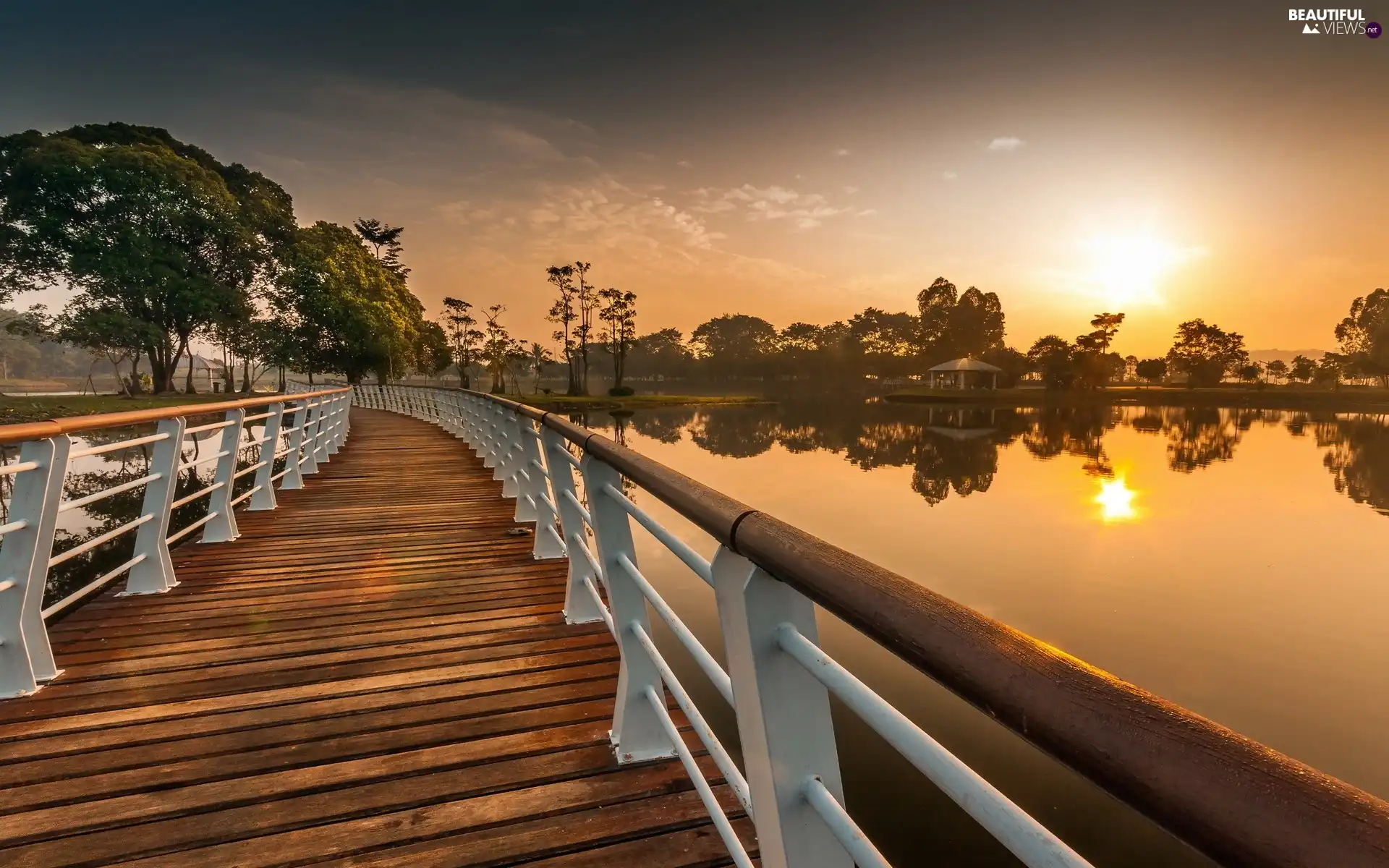 bridge, Sunrise, Malaysia, River