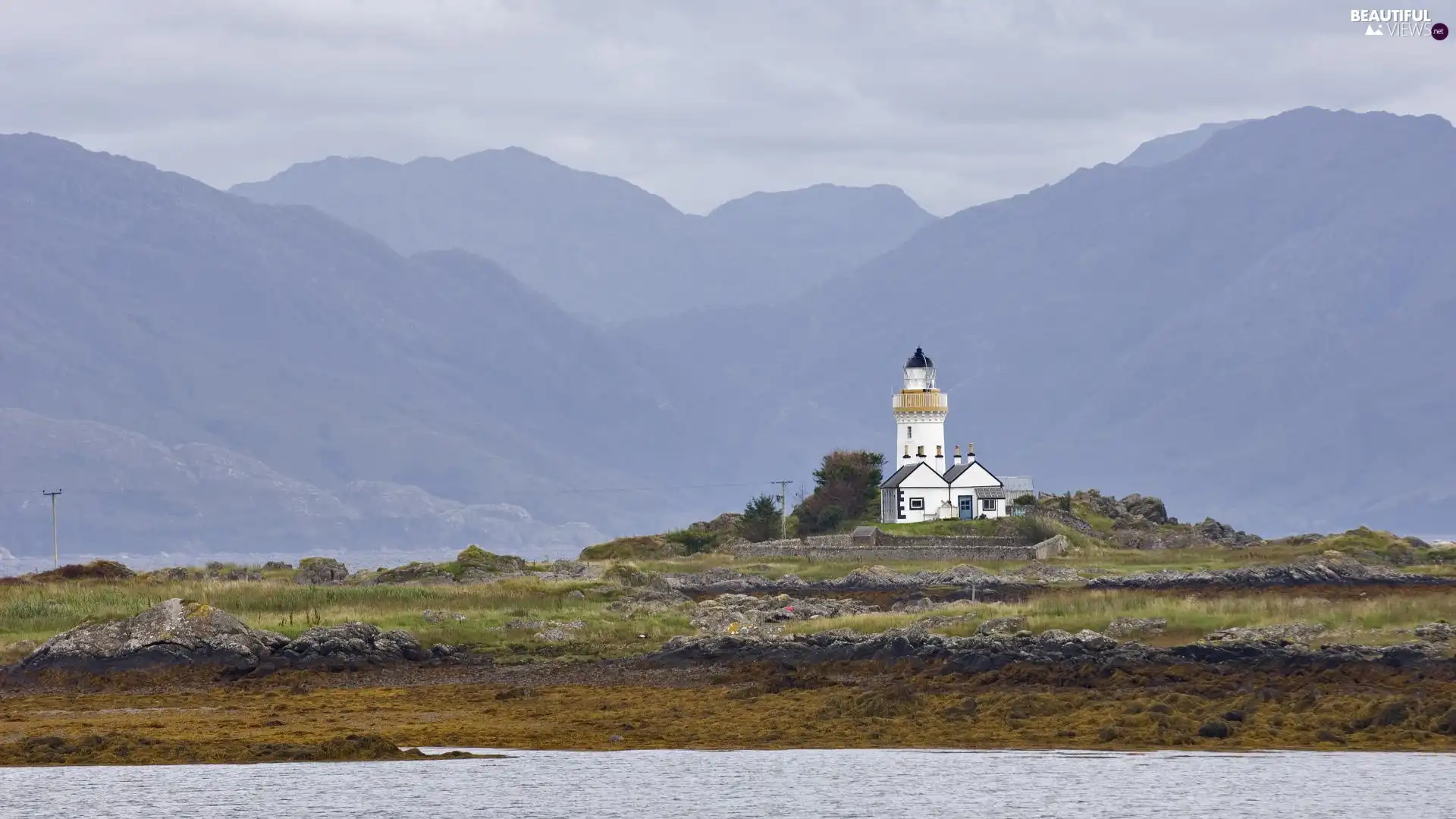 Mountains, Lighthouse, maritime, coast