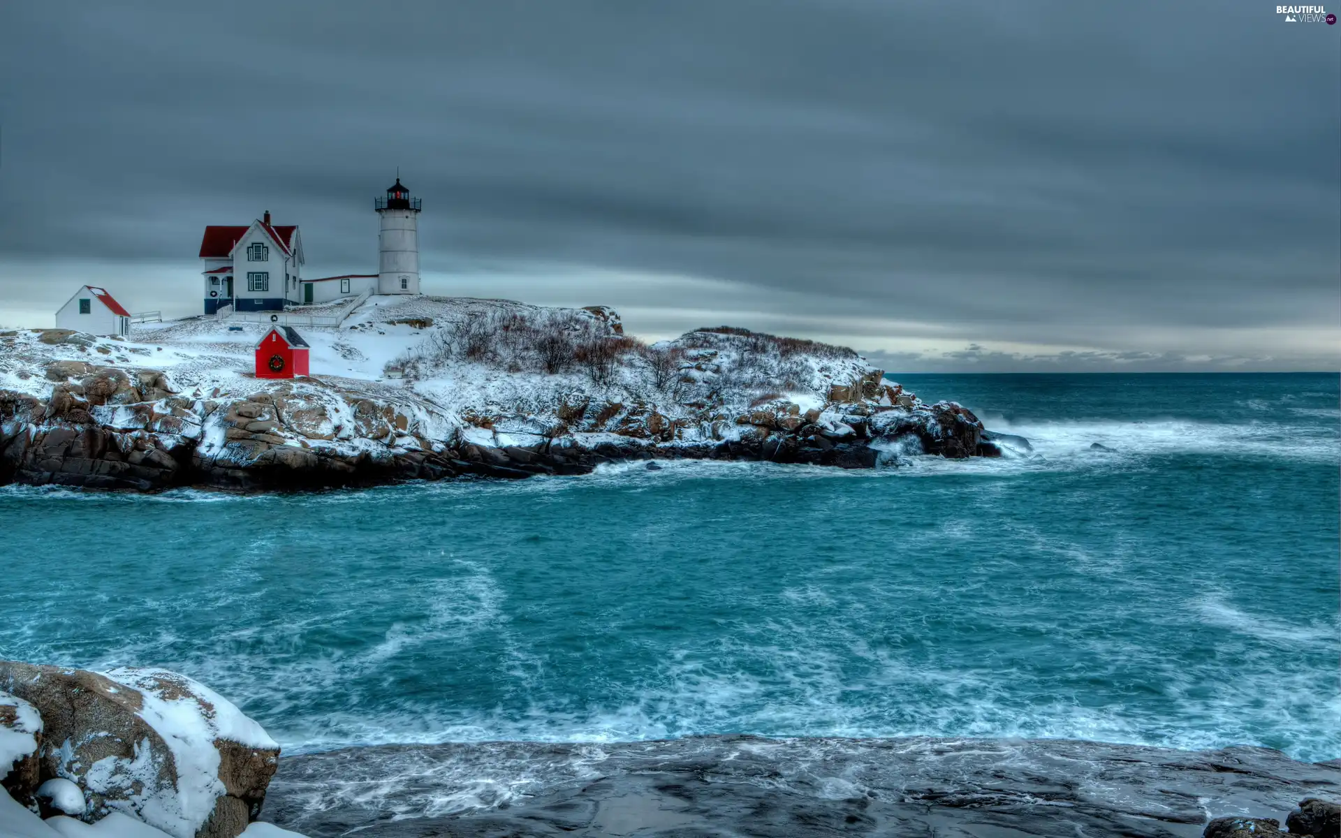 sea, Lighthouse, maritime, Island