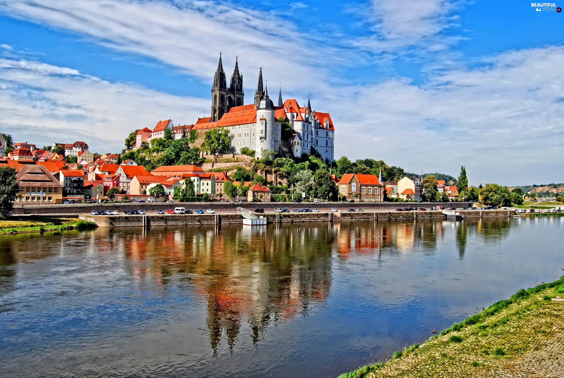 Castle, River, Meissen, Germany, Town, Elba