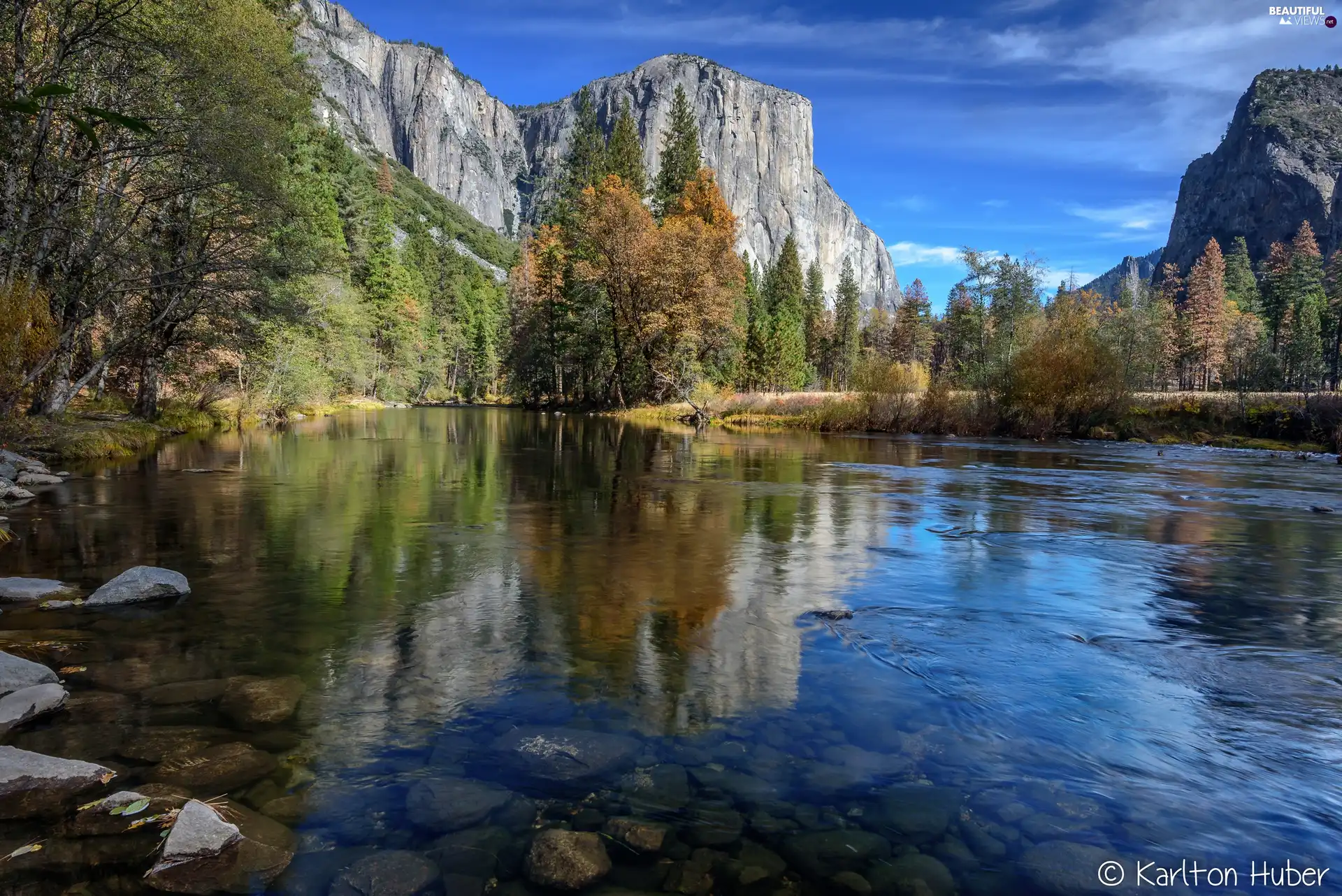 Mountains, California, forest, Yosemite National Park, The United States, El Capitan, Merced River