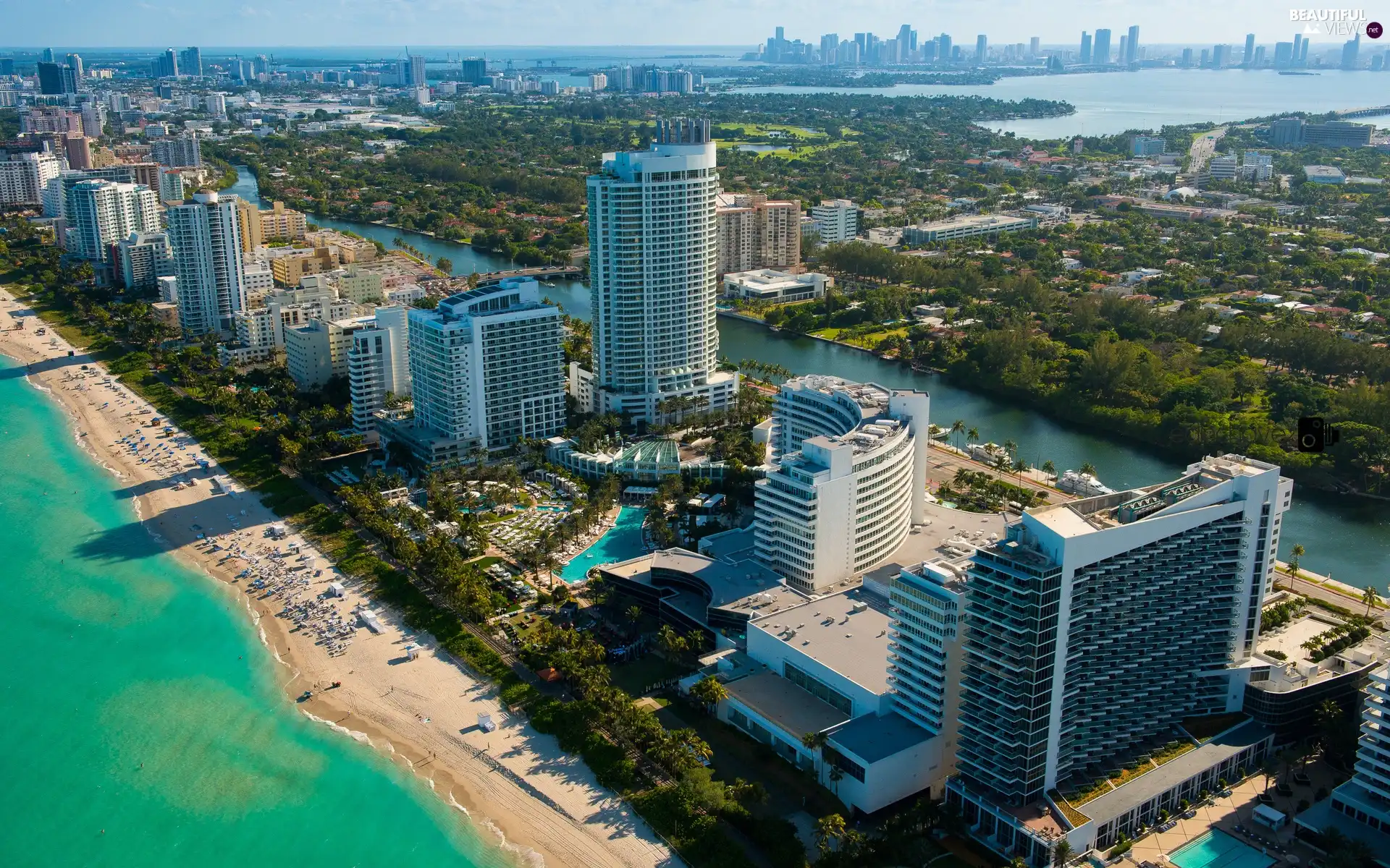 Miami, Floryda, Beaches, Ocean, skyscrapers