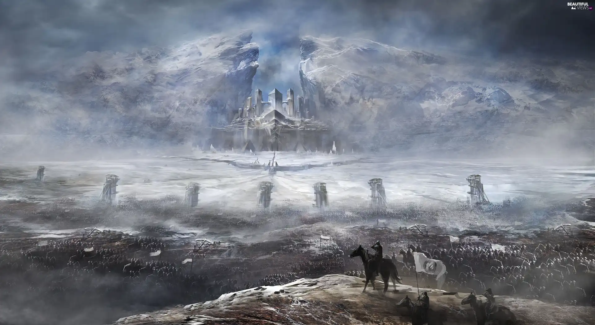 military, soldiers, Mountains, Castle, fantasy