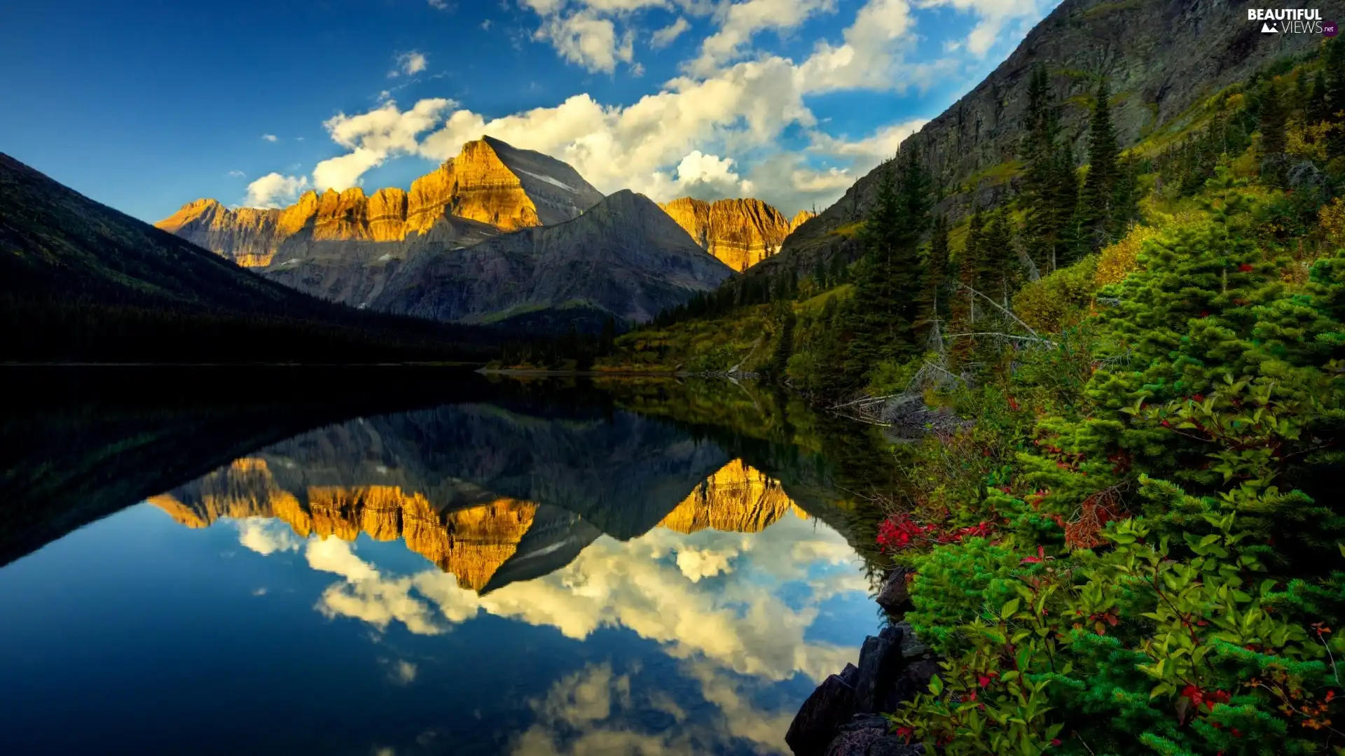 Mountains Reflection Mirror Lake Beautiful Views Wallpapers 1920x1080