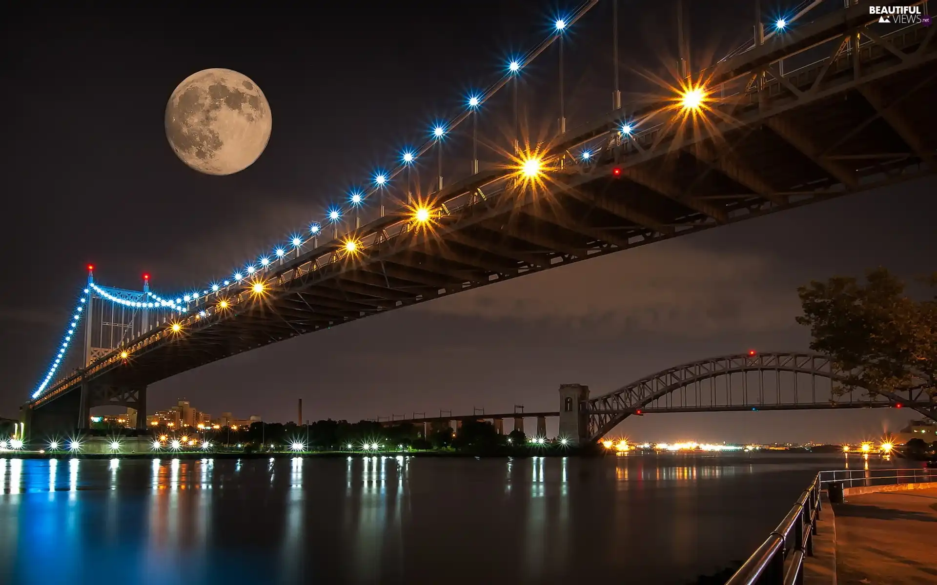 Bridges, fullness, moon, River