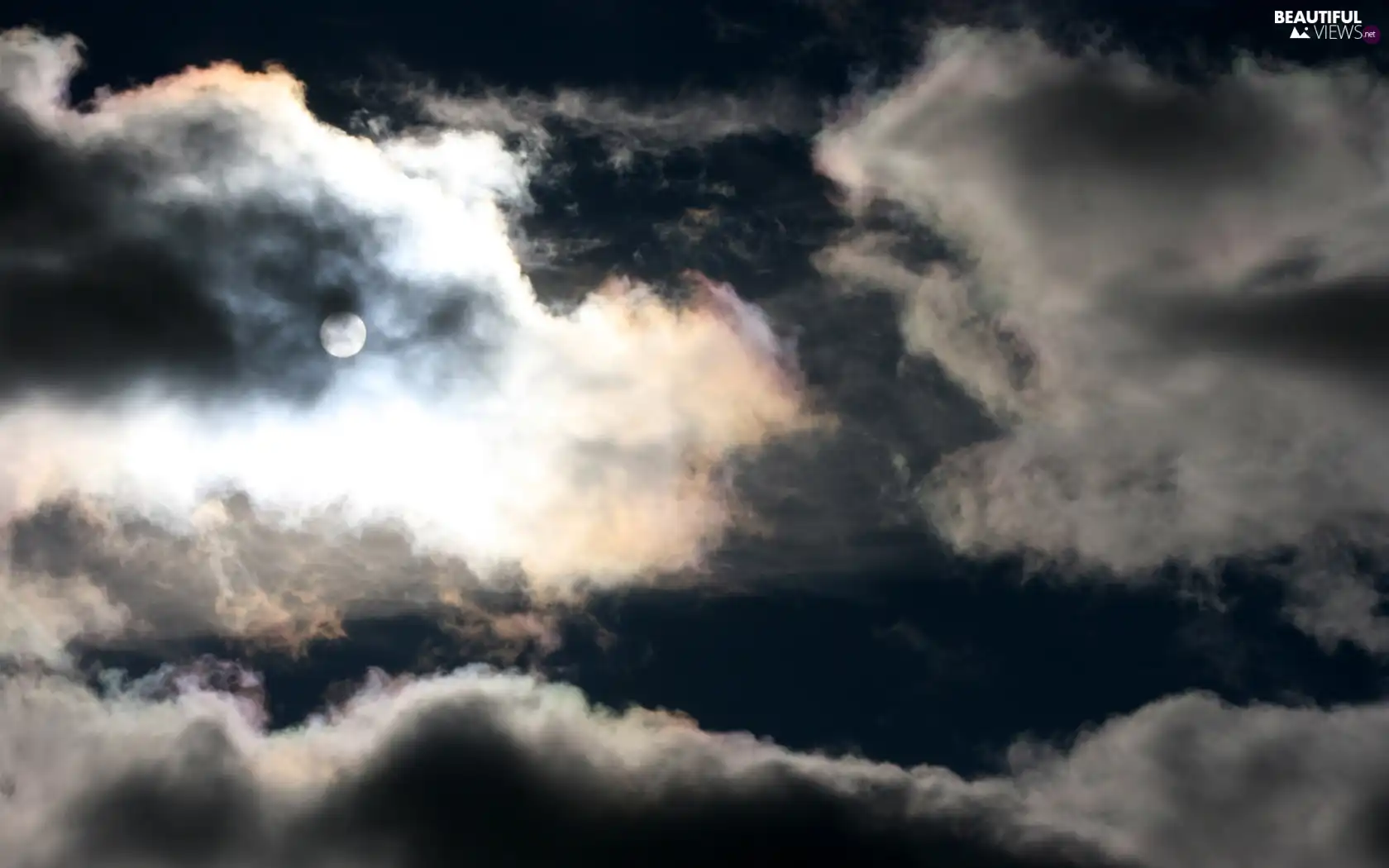 moon, Sky, clouds