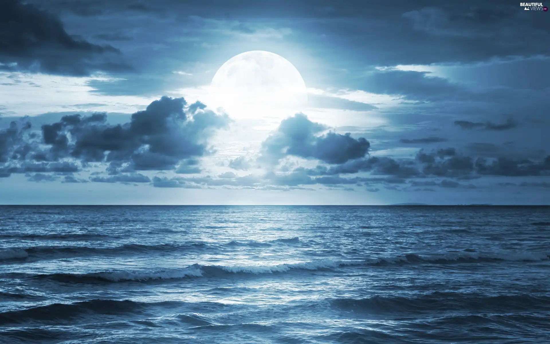 sea, moon