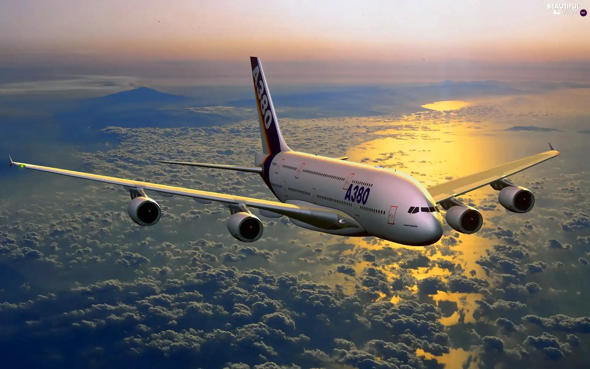 clouds, Airbus A380 SuperJumbo, more than