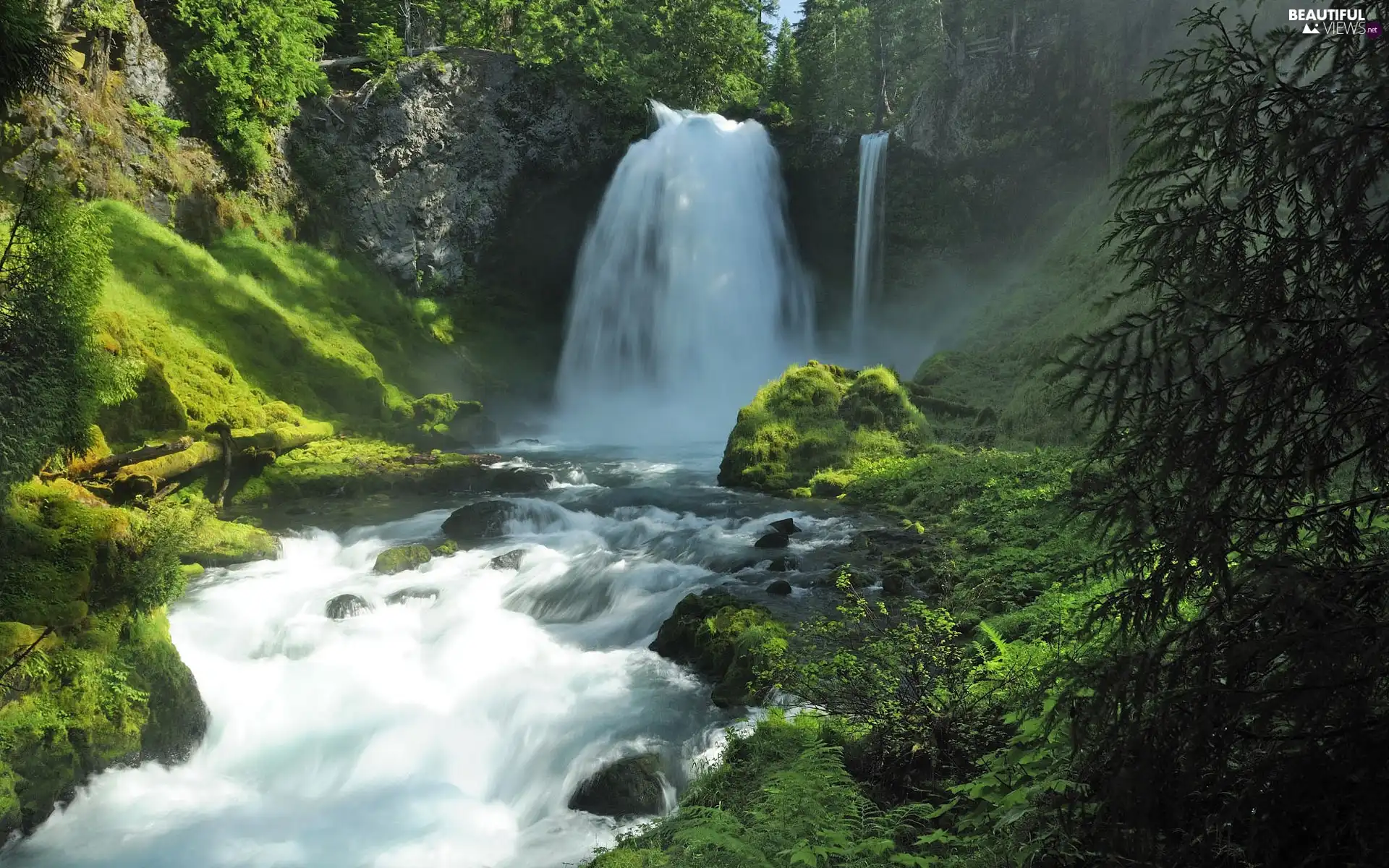 Moss Waterfall Rocks Beautiful Views Wallpapers 1920x1200