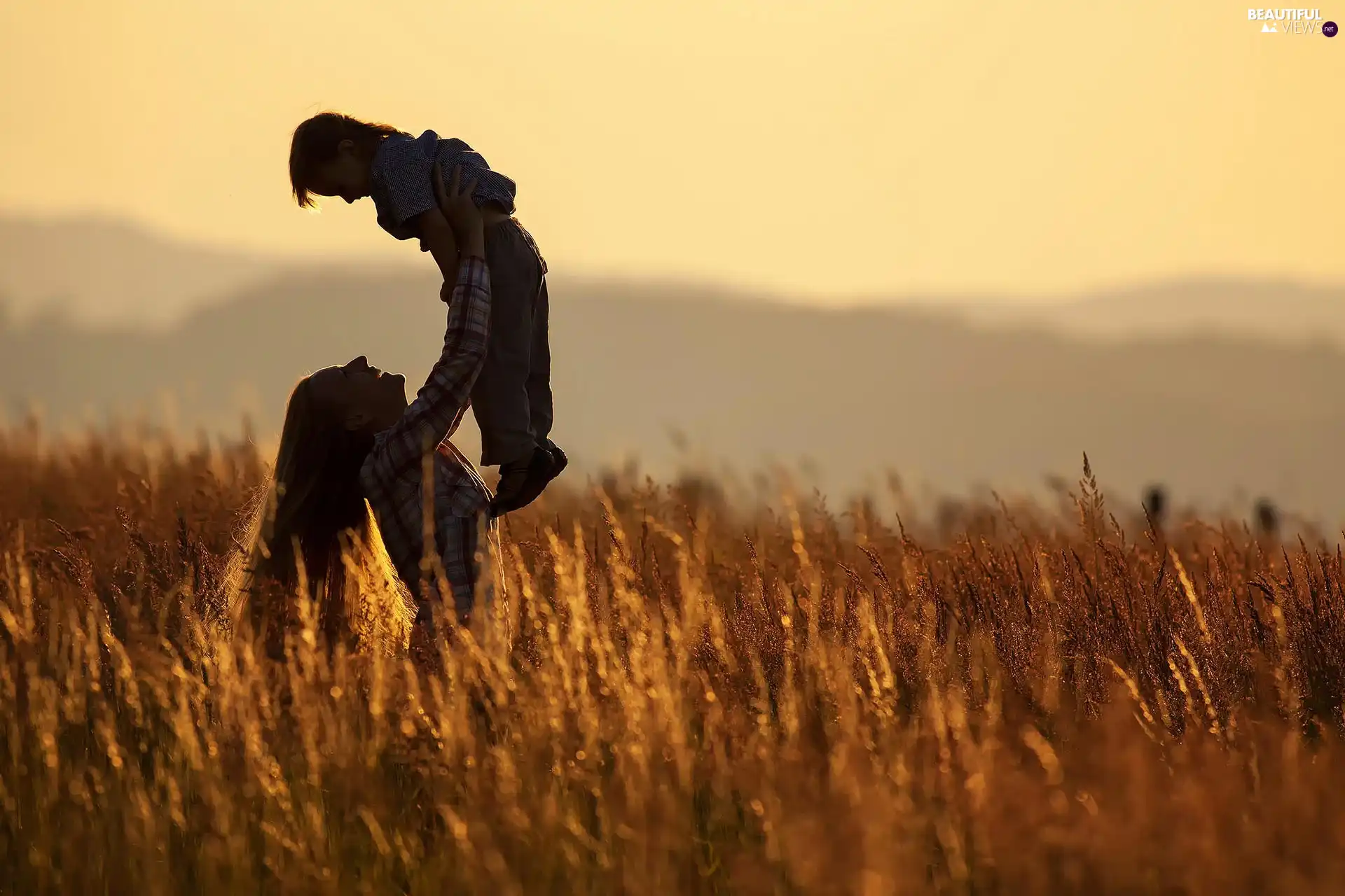 mother, Kid, corn, Women, Field