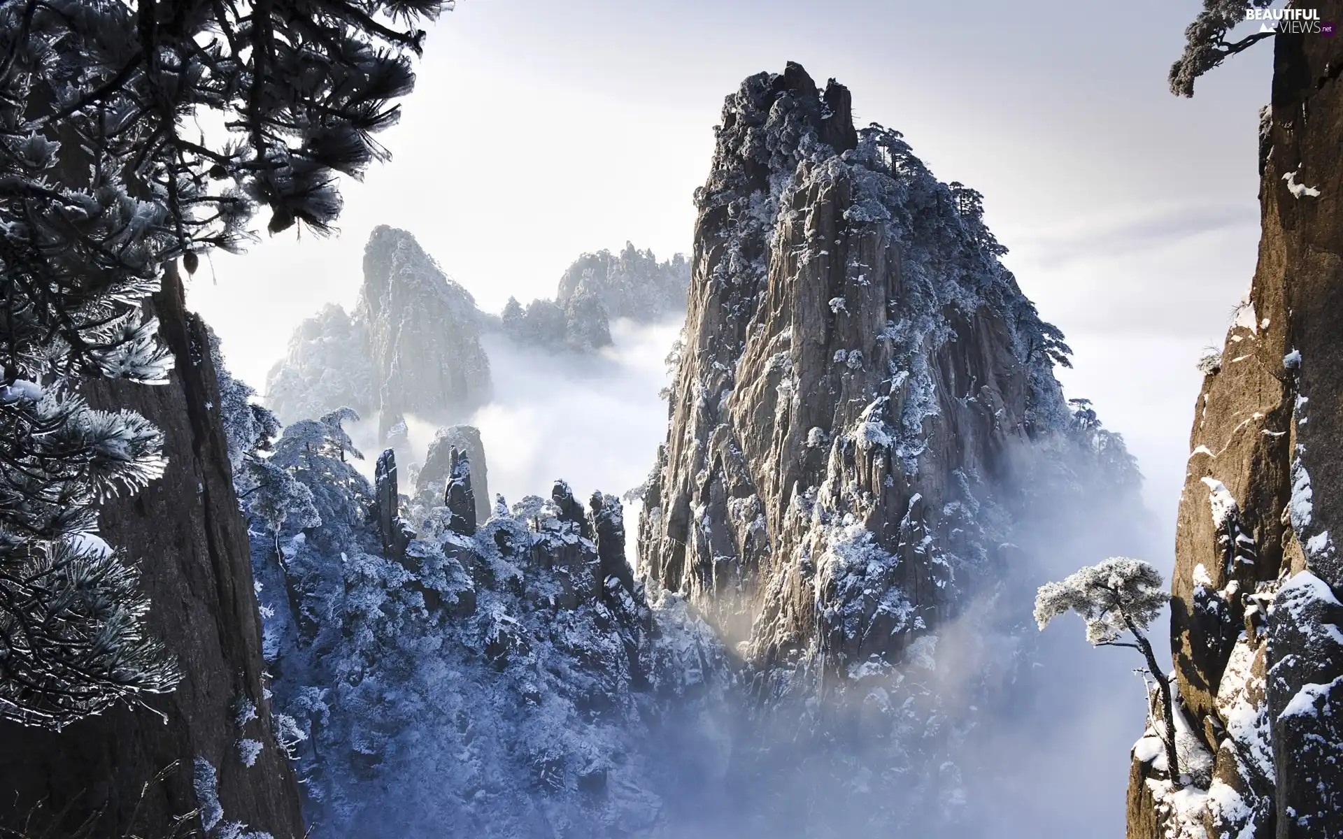 mountain, Snowy, peaks