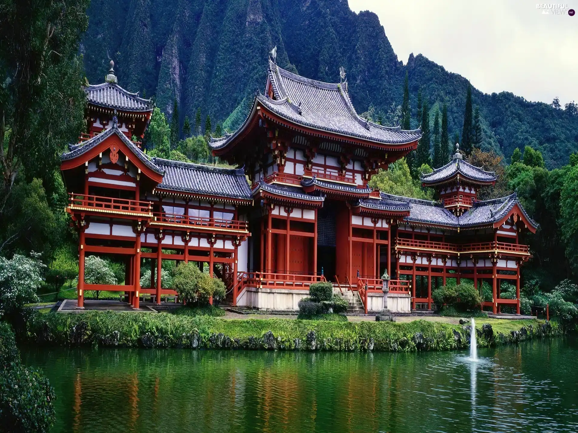 Beatyfull, palace, Mountains, Chinese