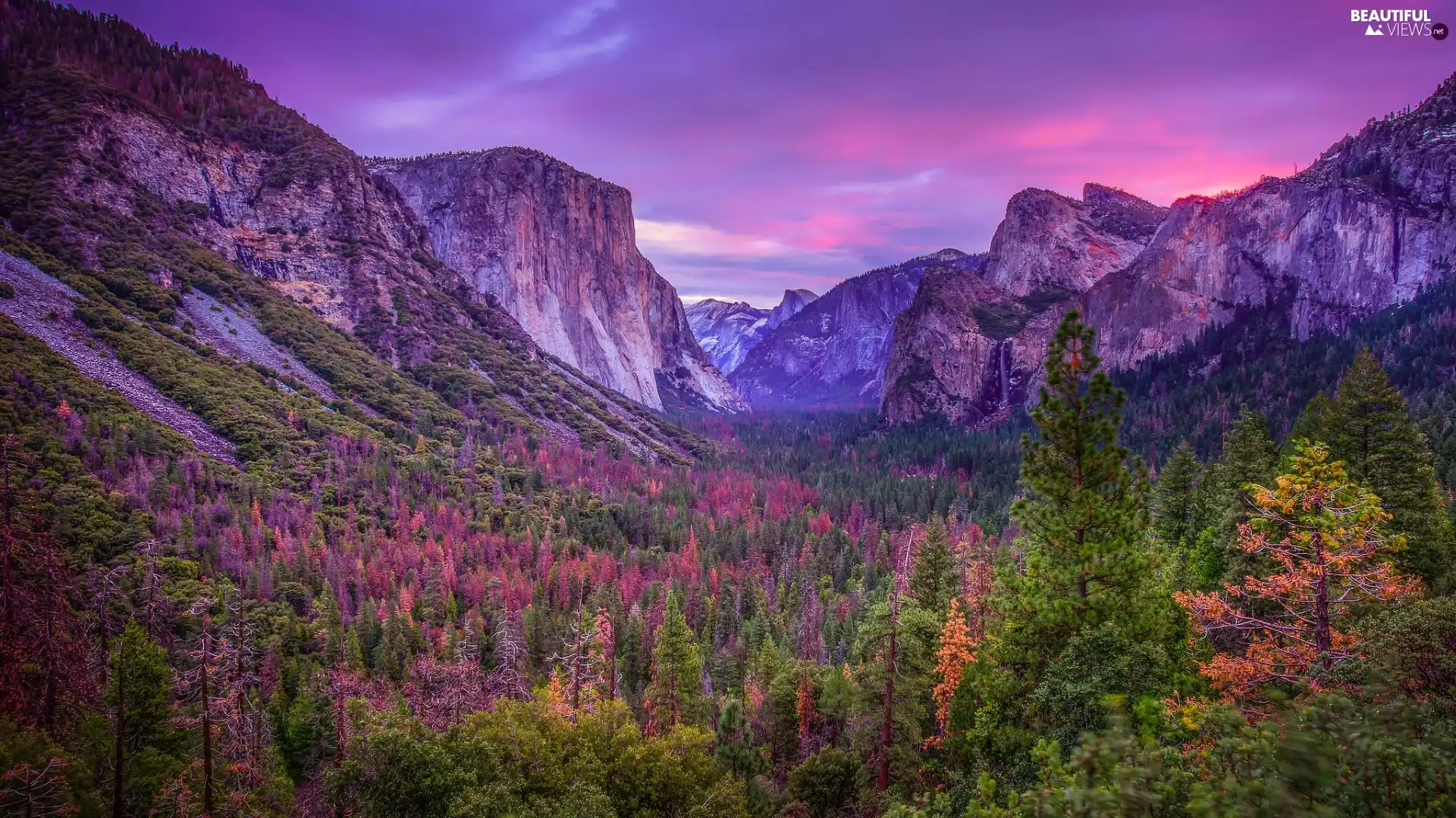 Yosemite National Park, Yosemite Valley, autumn, Mountains, State of California, The United States, viewes, woods, trees