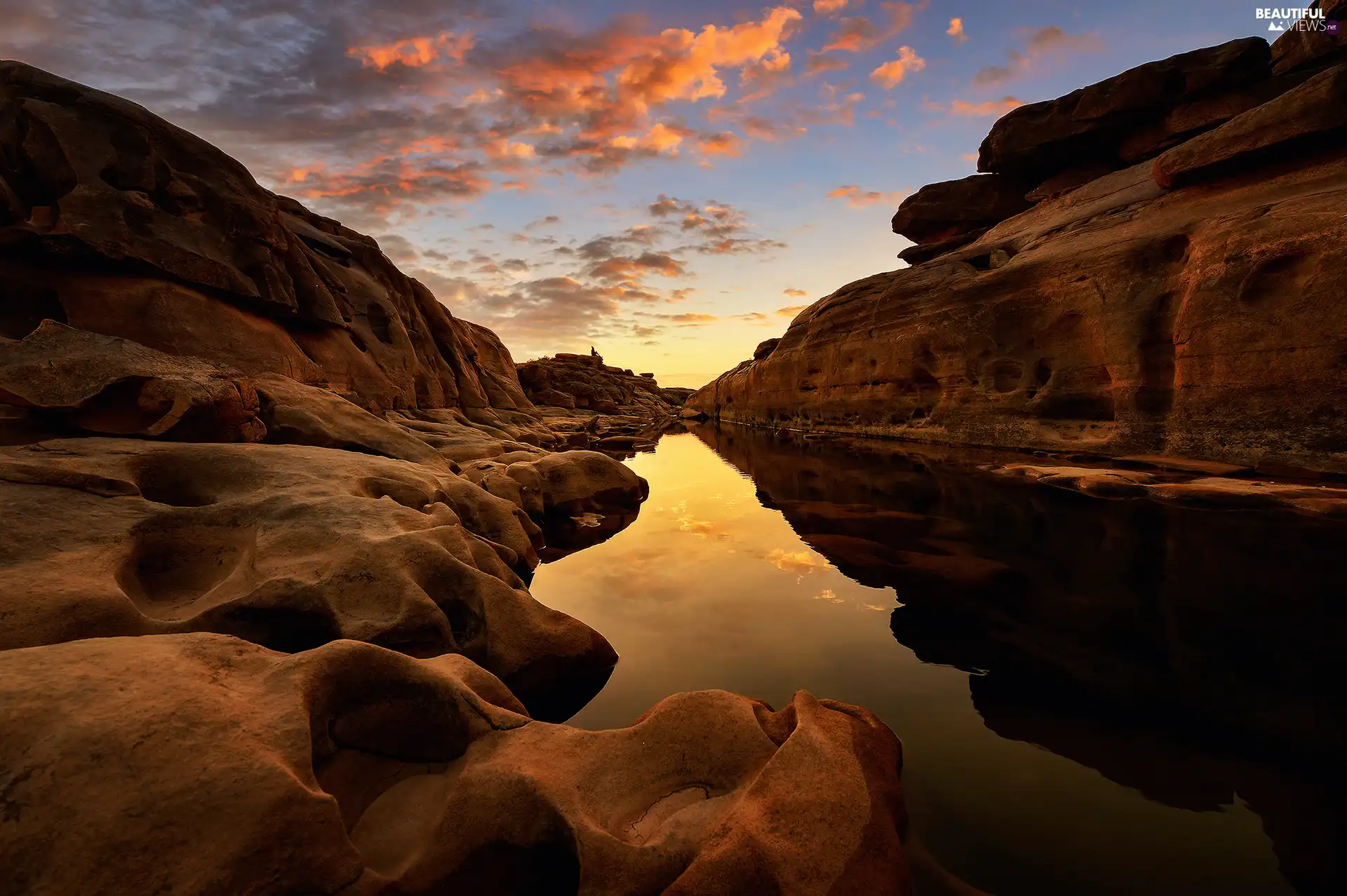 Mountains, Thailand, canyon, Mekong River, rocks, Canyon Sam Pan Bok