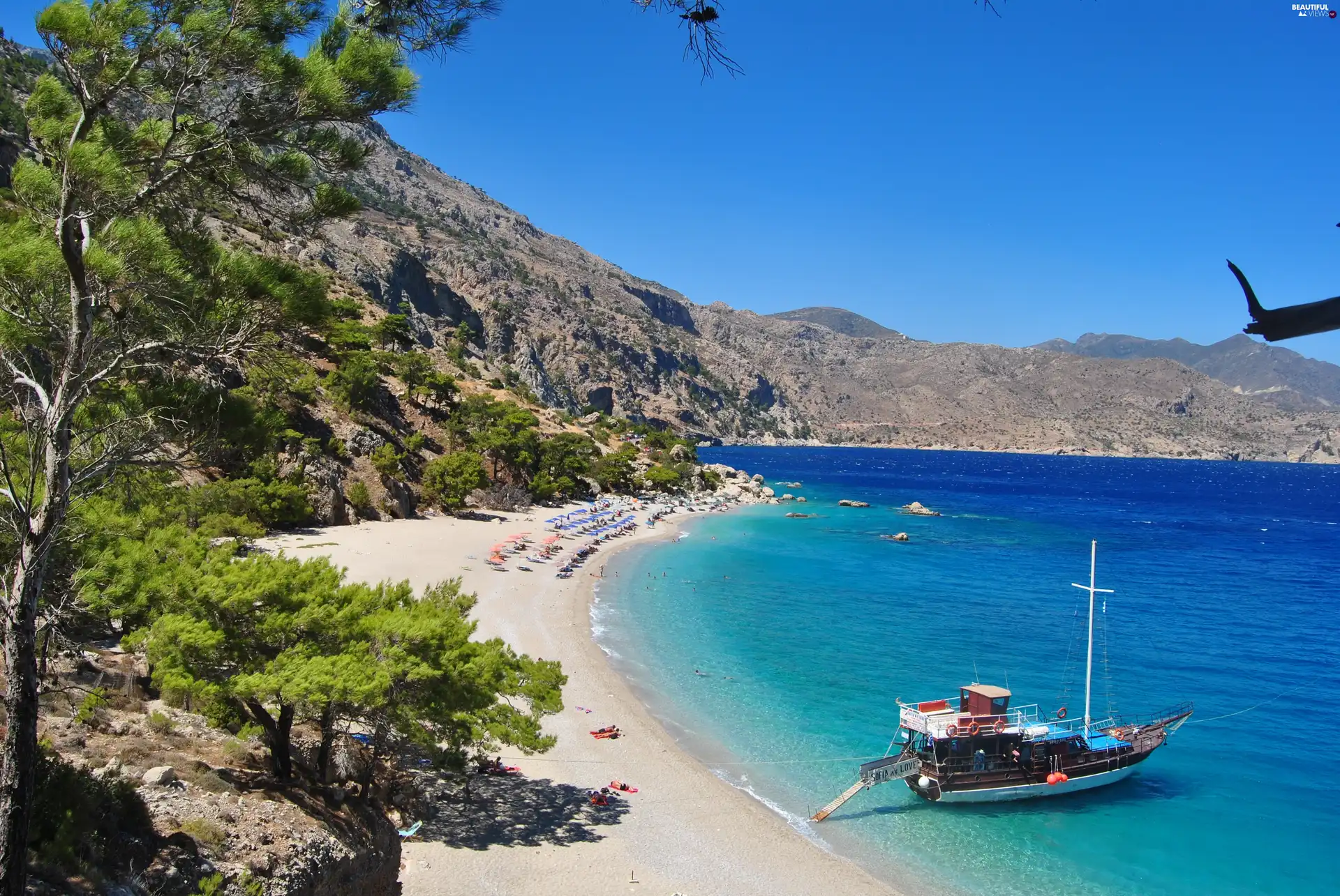 Mountains, Coast, sea