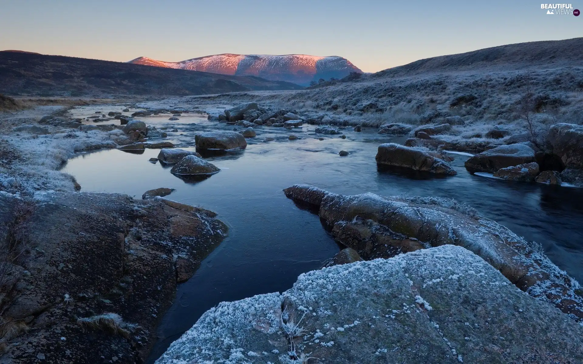 Mountains, River, Stones