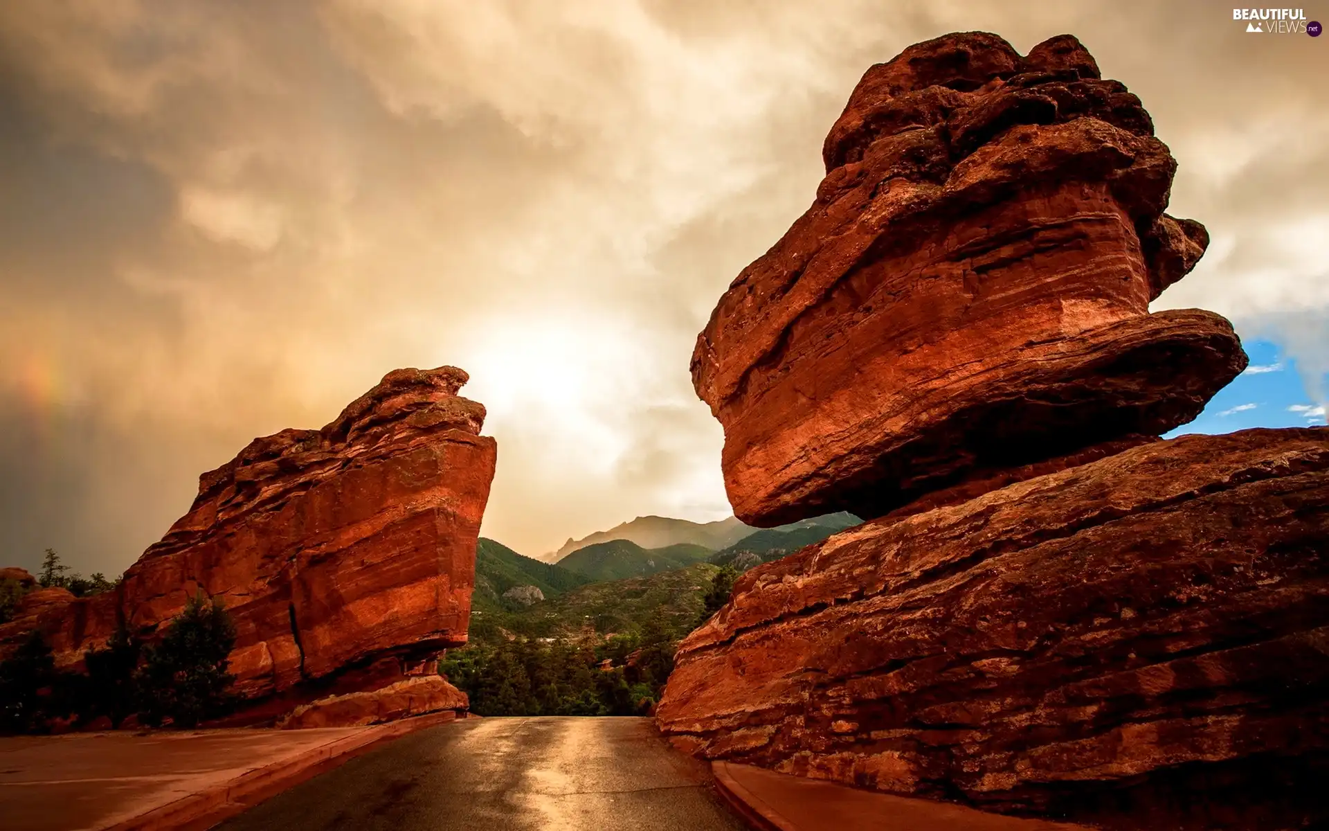 Mountains, rocks, Way