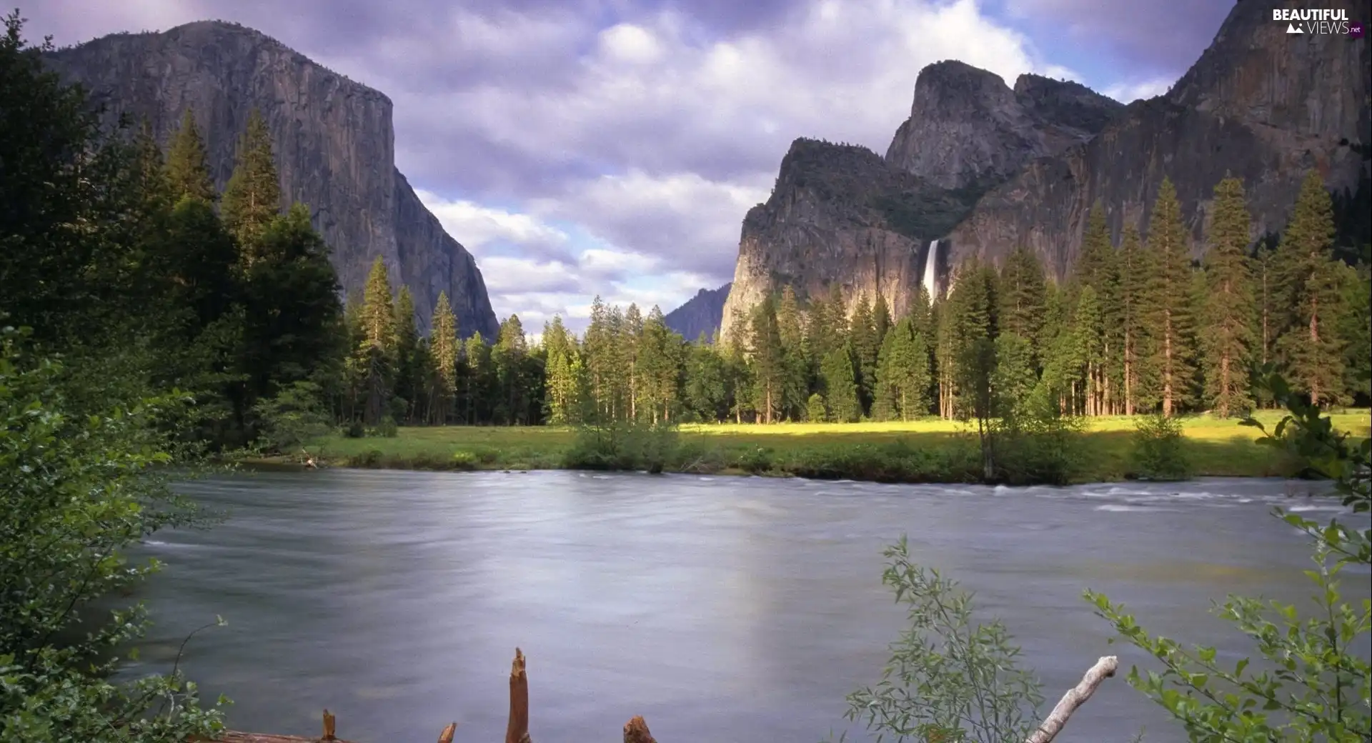 Mountains, lake, woods