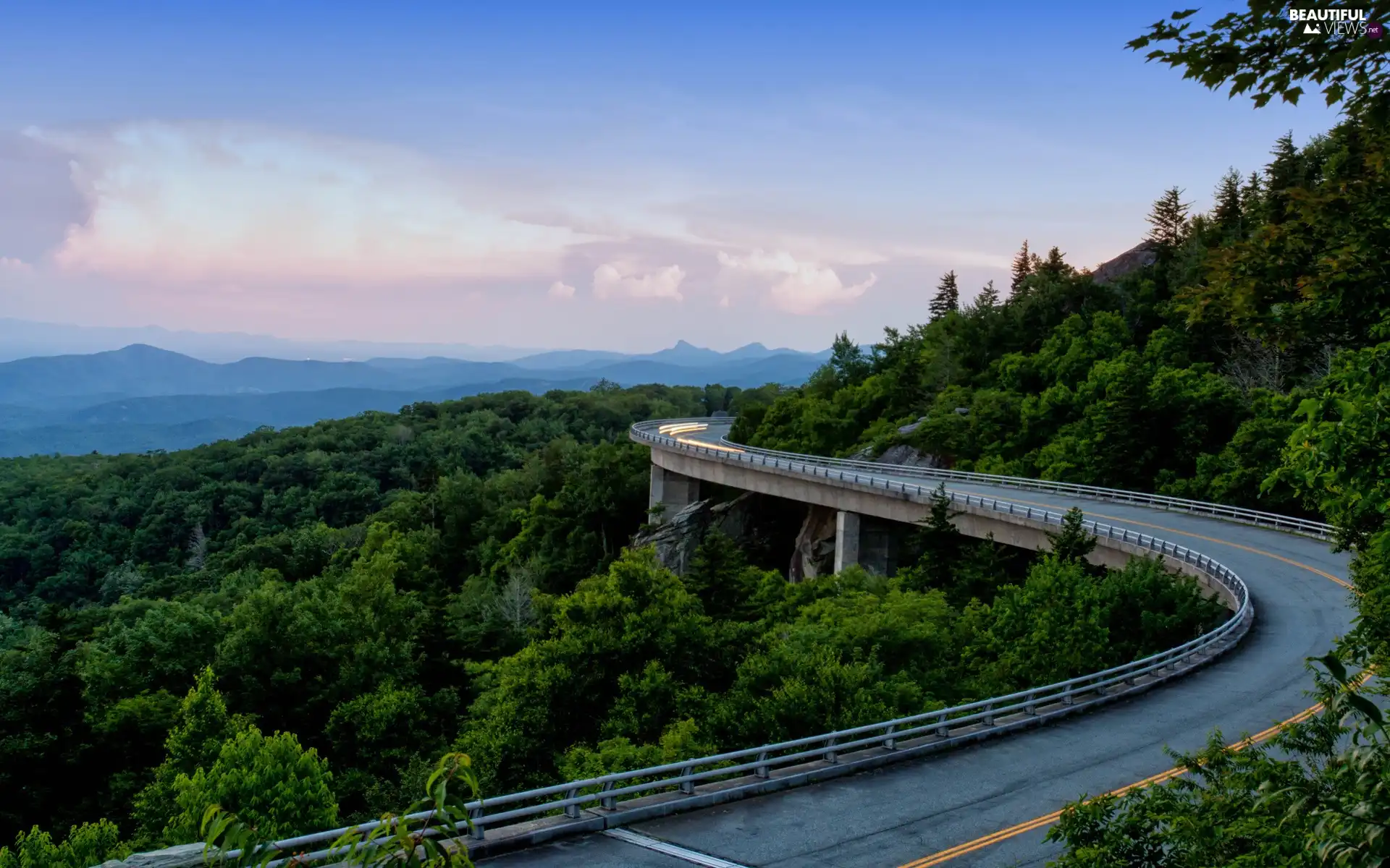 Mountains, Way, woods