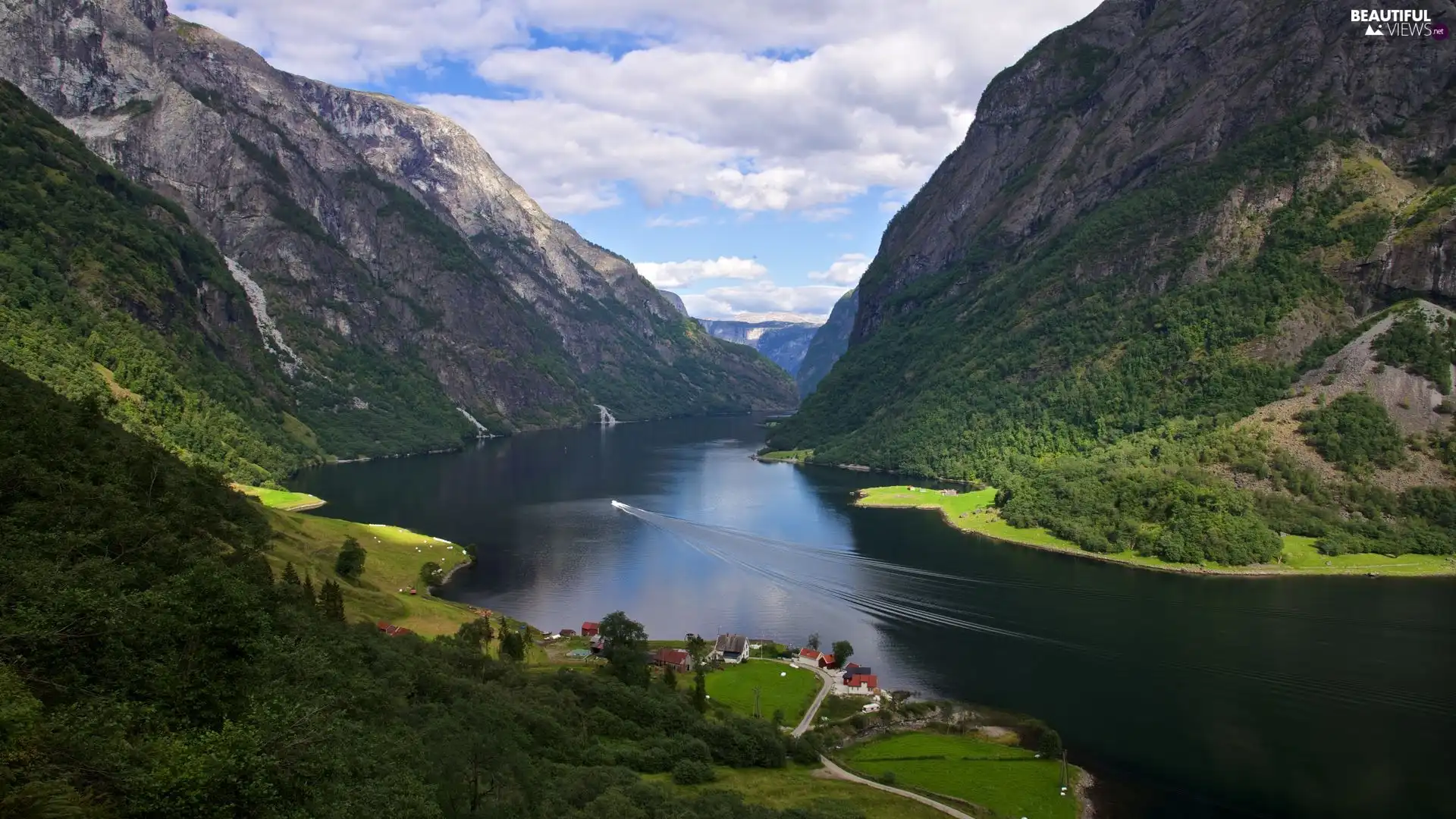 Mountains, Norway, Fiord Naerøyfjorden