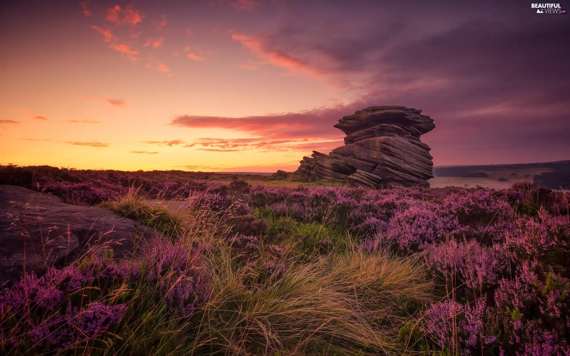 County Derbyshire, England, Peak District National Park, Salt Cellar Rock Formation, rocks, Great Sunsets, Stones, heath, The Hills