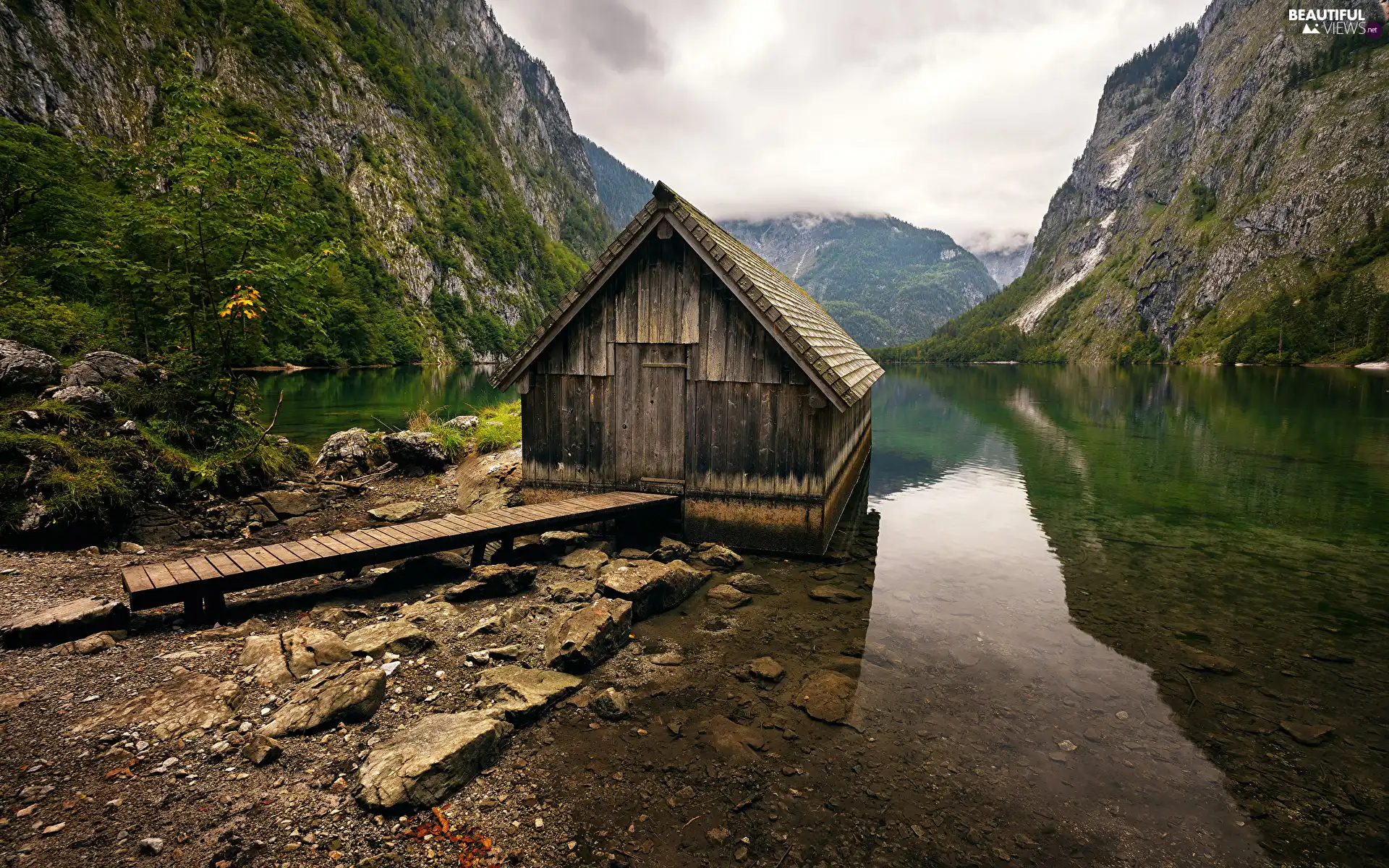 Mountains, Alps, Germany, Home, Bavaria, Berchtesgaden National Park, Obersee Lake, Stones