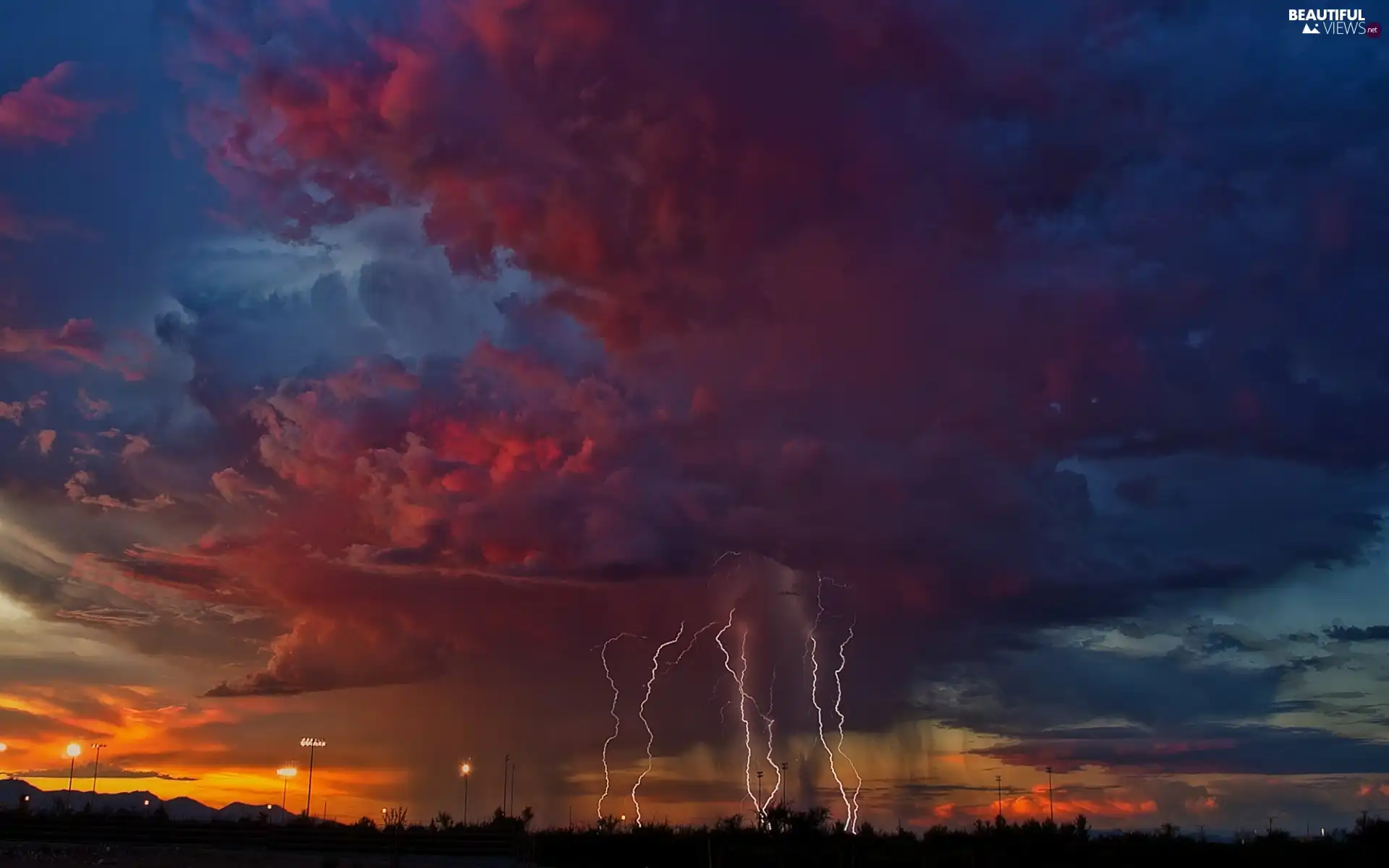 Storm, Sky, Night, thunderbolt